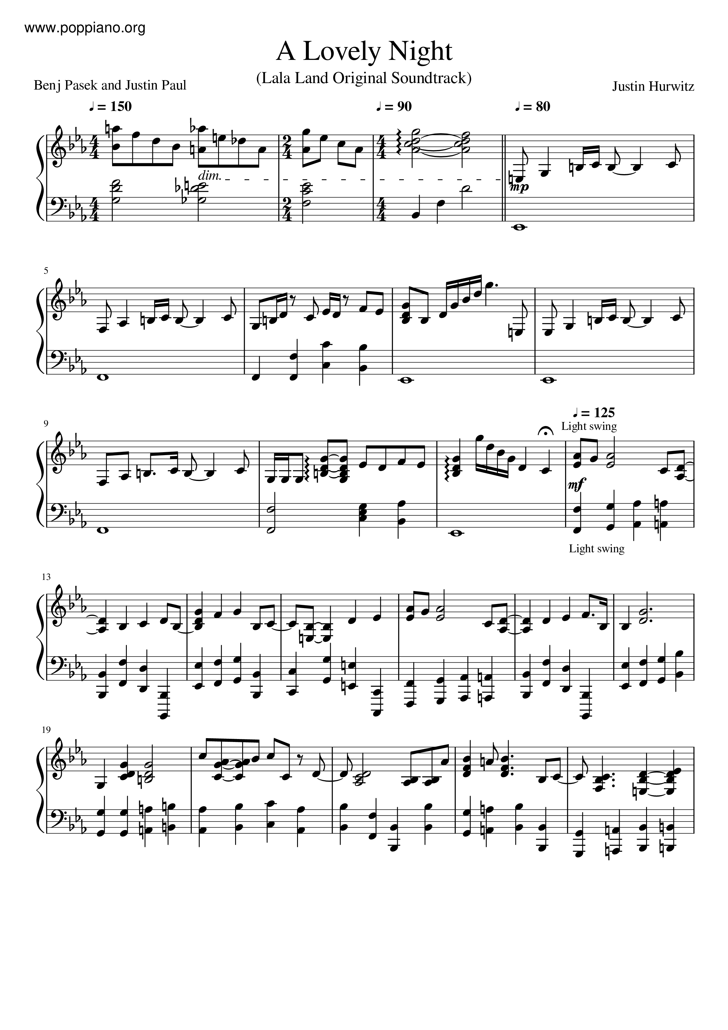 La La Land - A Lovely Night琴譜