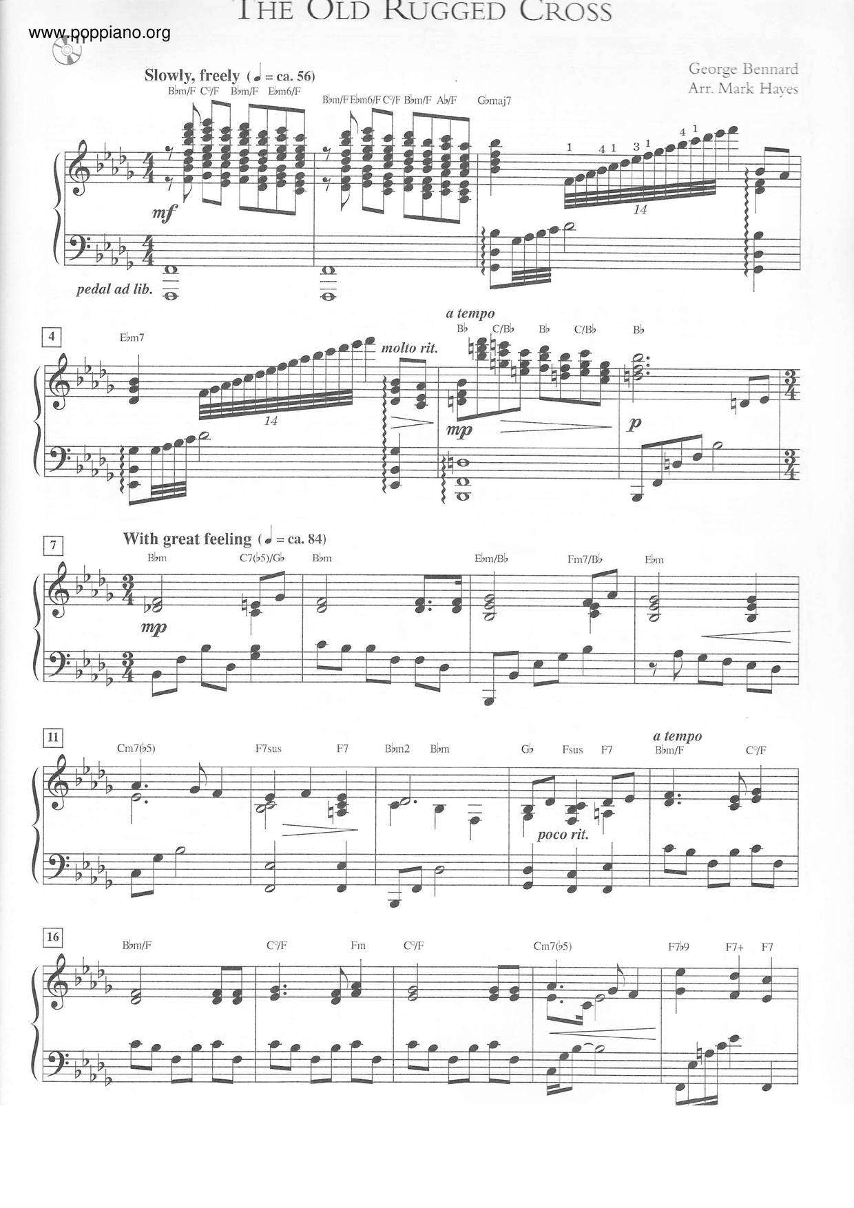 The Old Rugged Cross Score