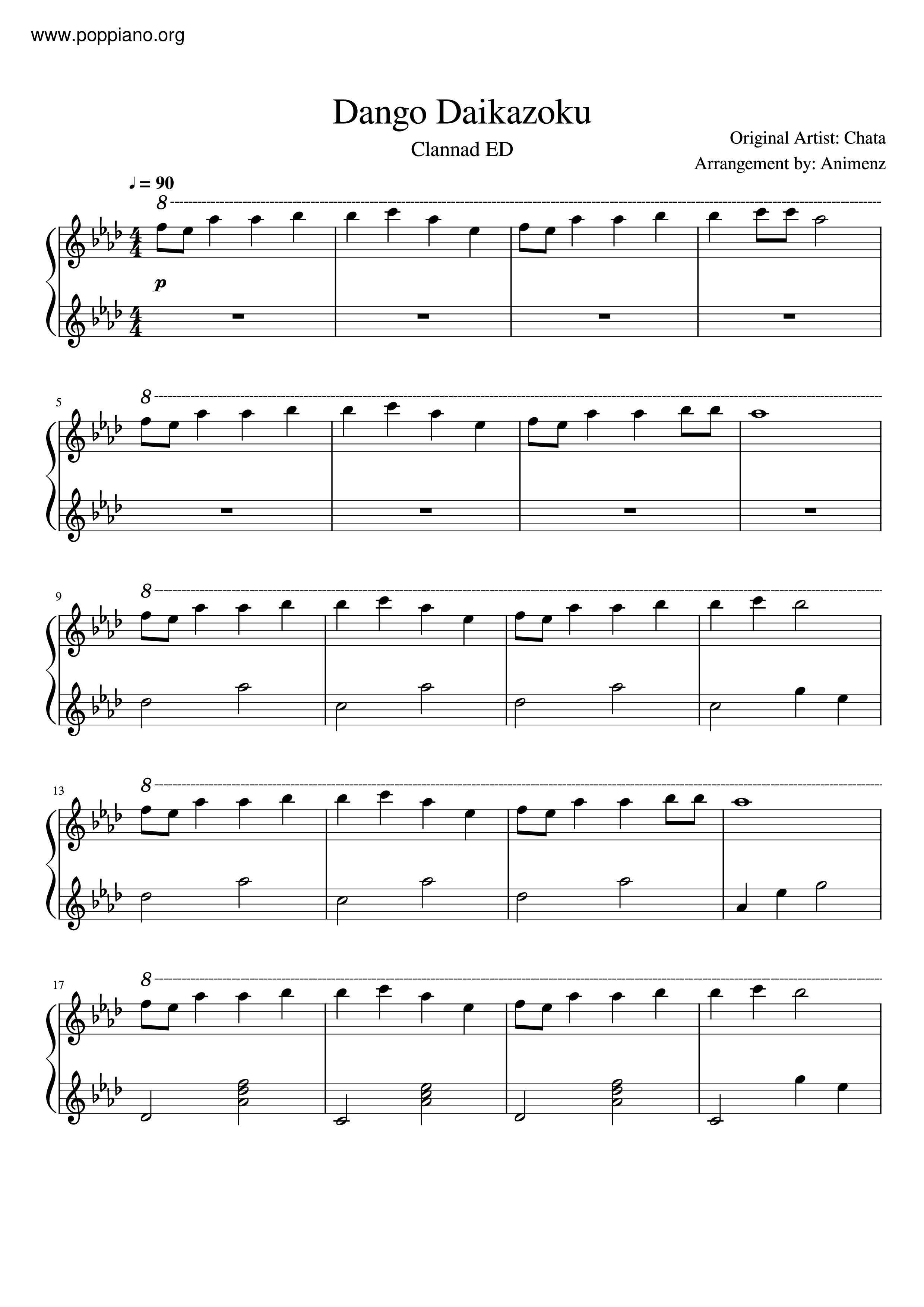 Clannad Ending Theme - Dango Daikazoku Sheet music for Voice