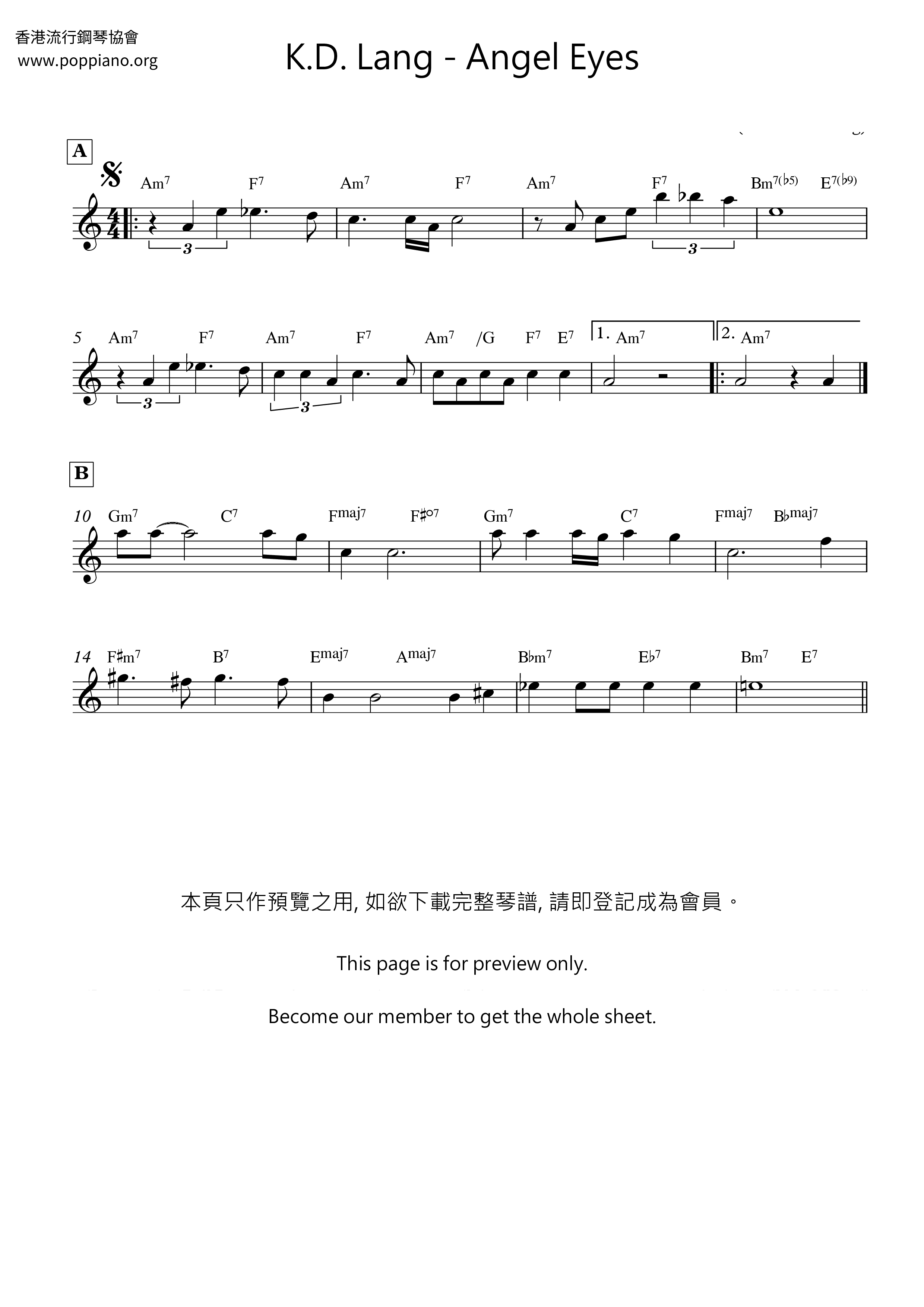 Angel Eyes Score