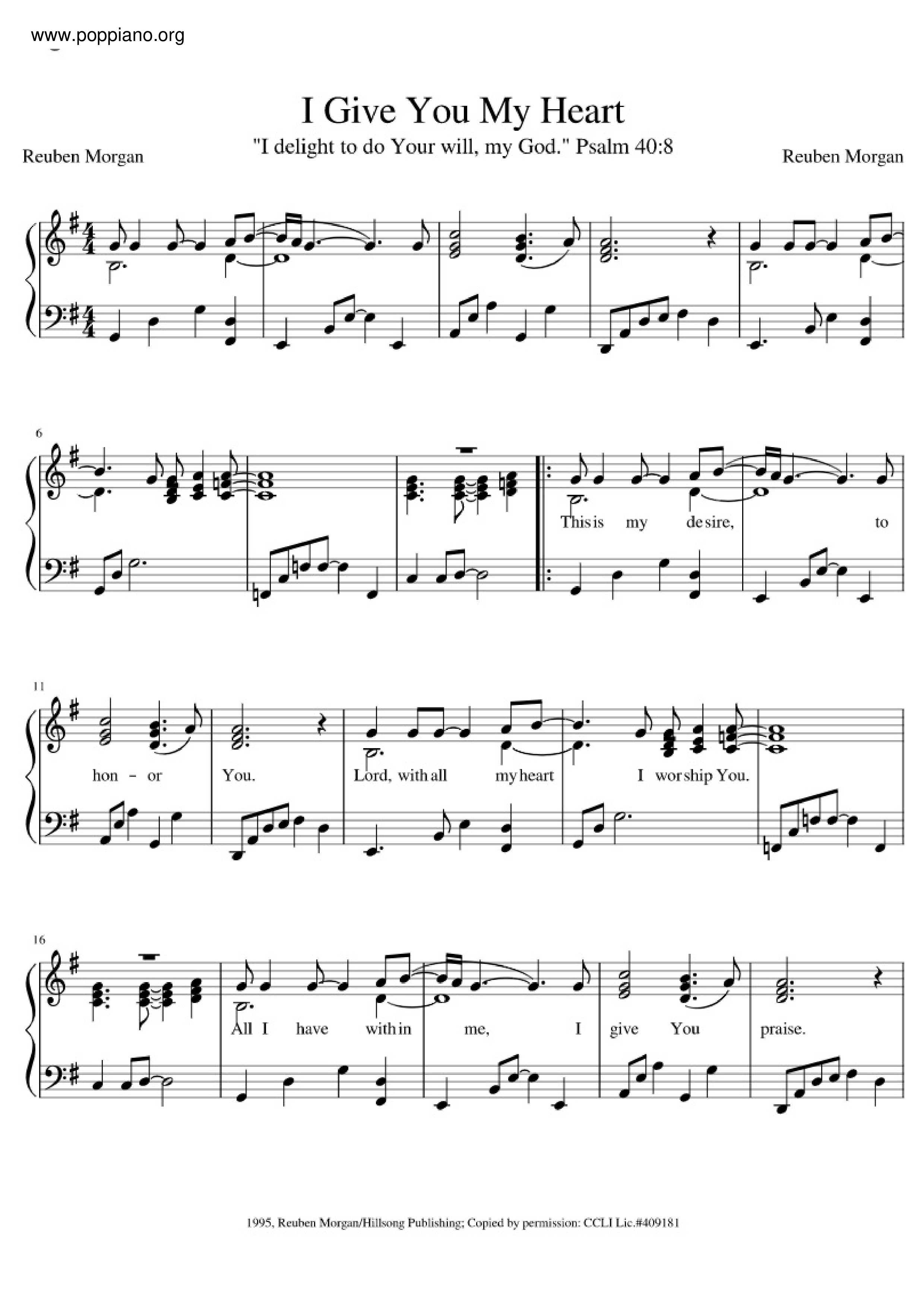 I Give You My Heart Score