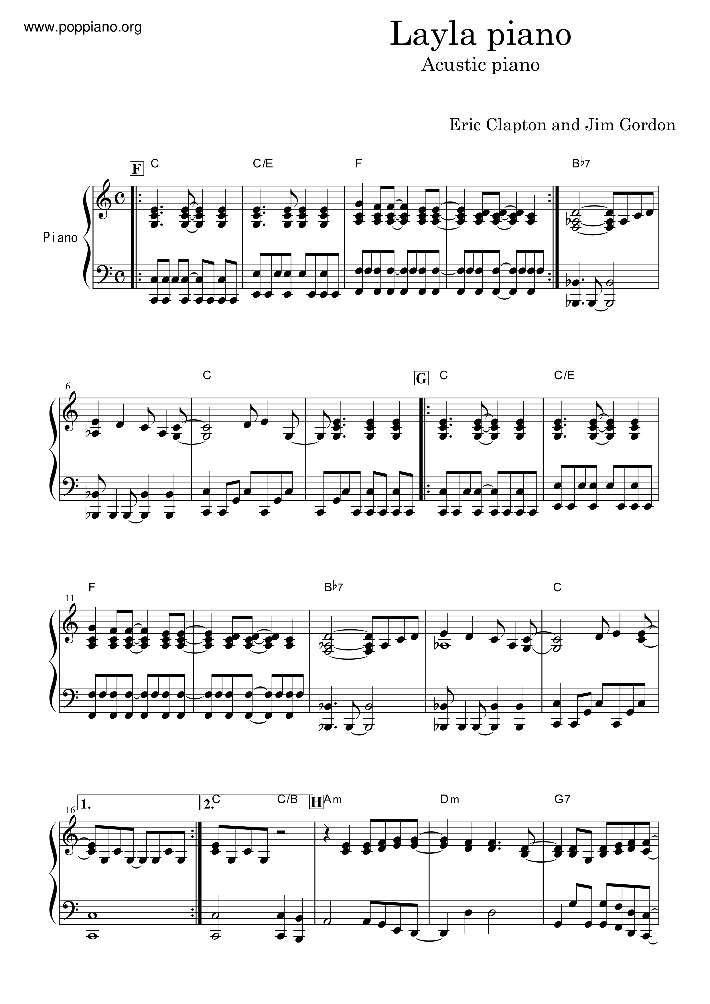 Eric ClaptonLayla Sheet Music pdf, Free Score Download ★