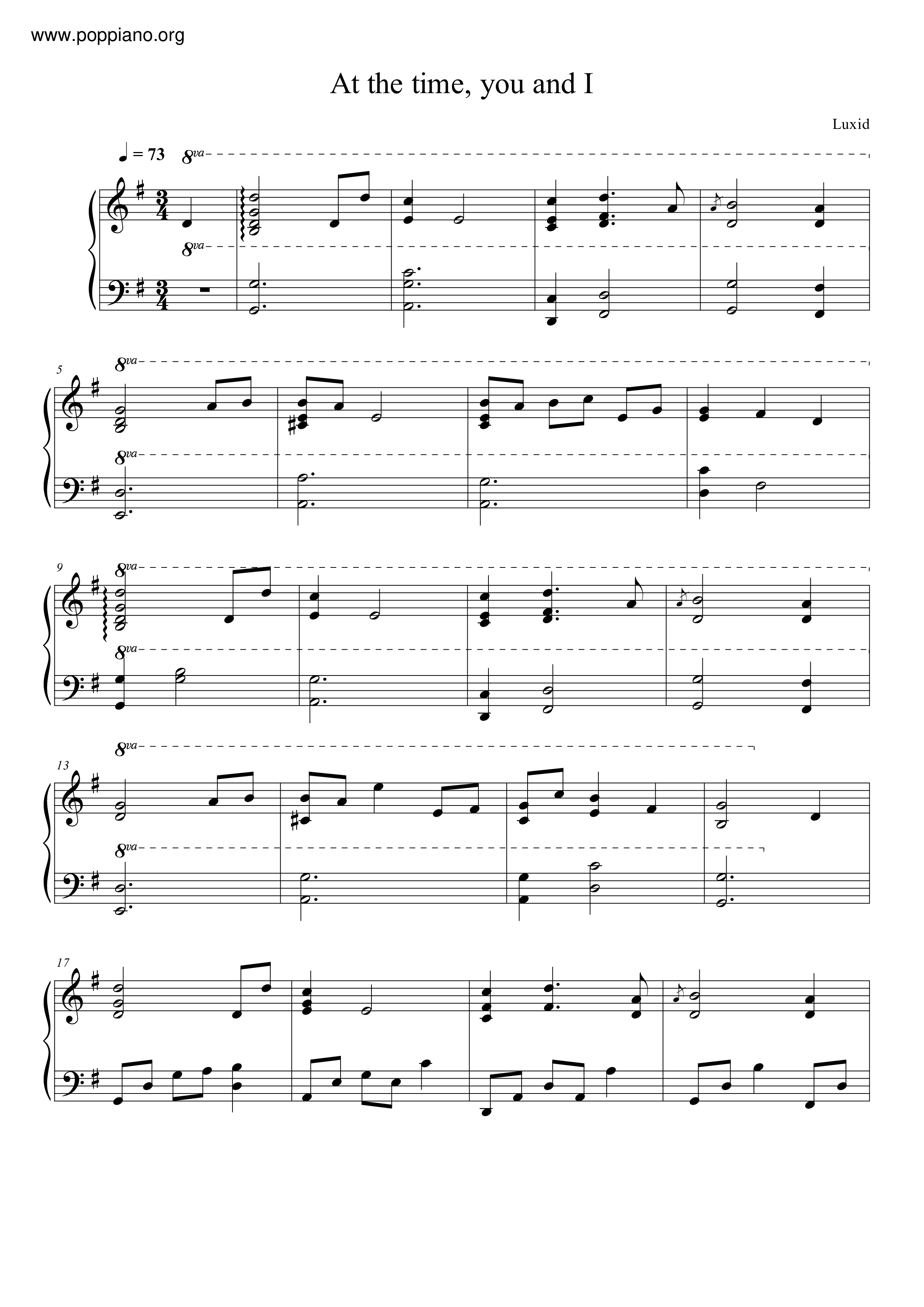 LuxidAt The Time, You And I Sheet Music pdf, Free Score Download ★