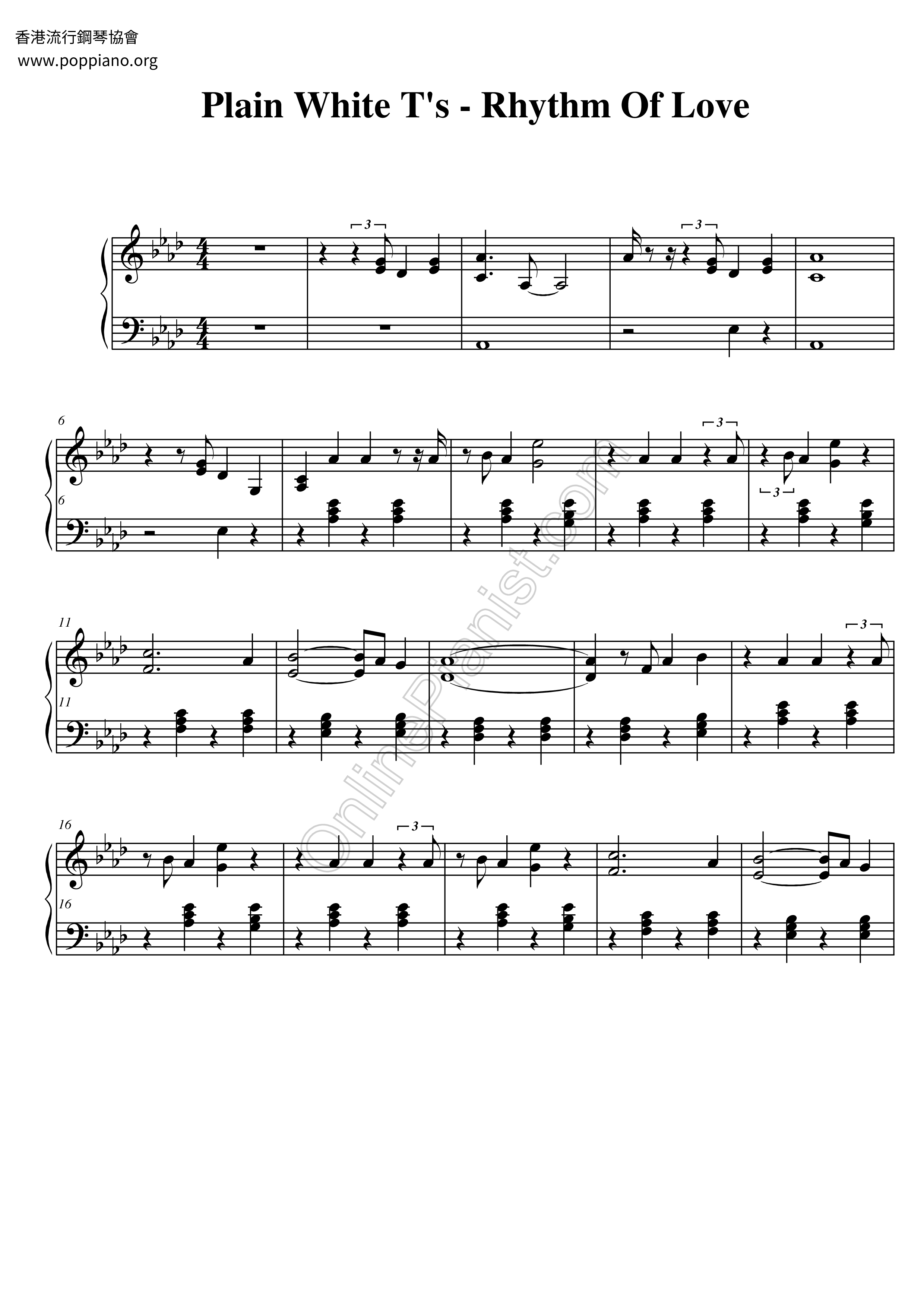 Rhythm Of Love Score