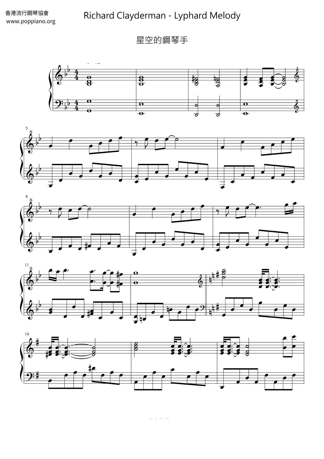 Lyphard Melody Star Pianist Score