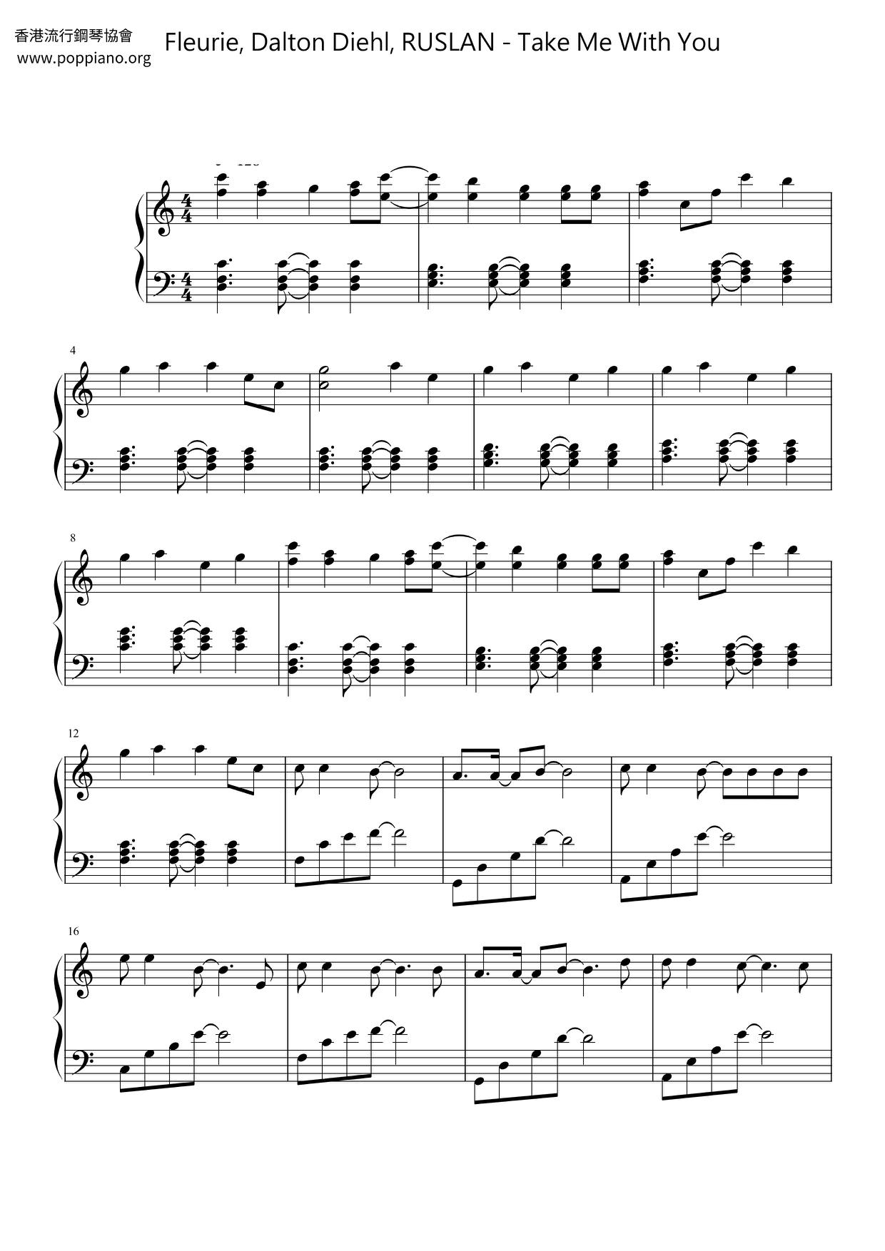 Take Me With You琴譜