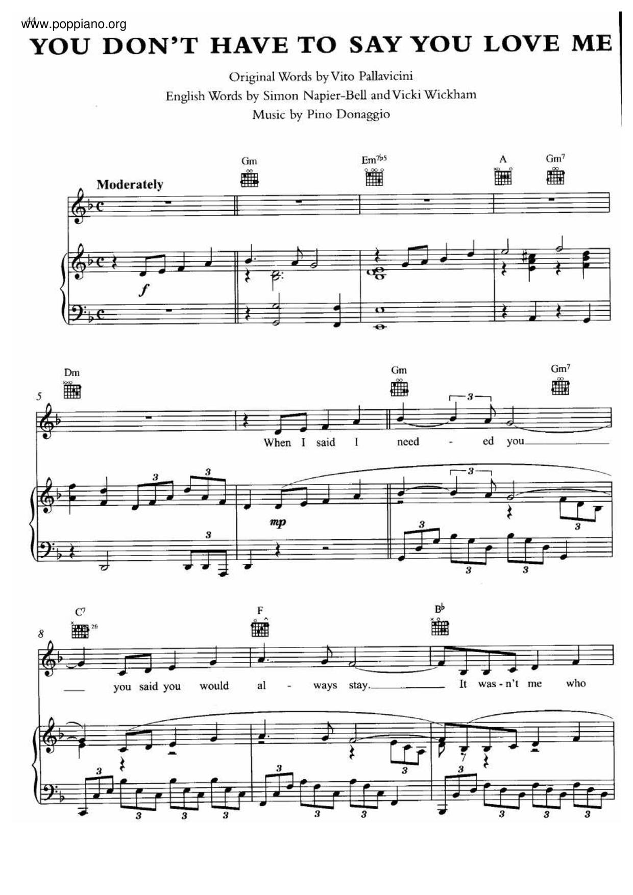 Dusty springfield you don t have to say you love me pdf 