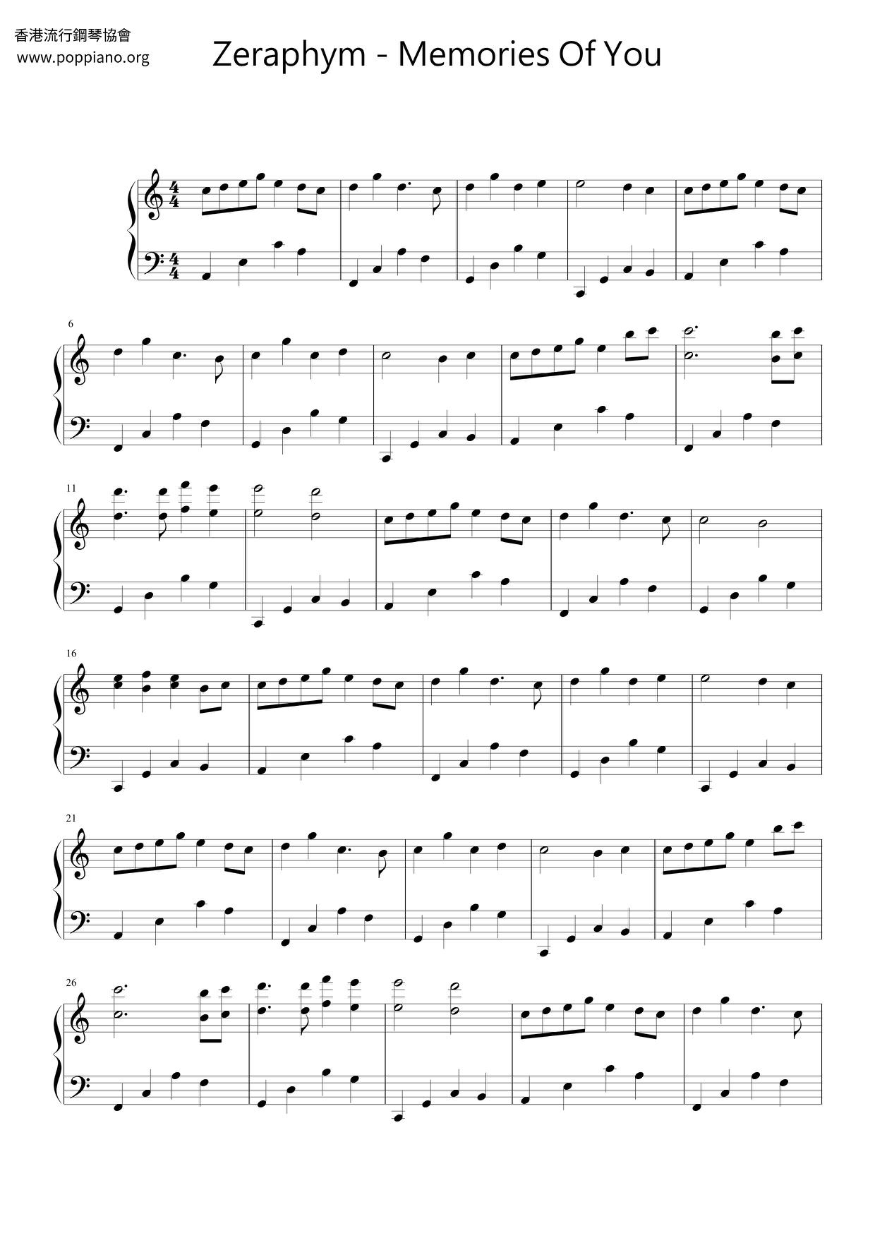 Memories Of You Score
