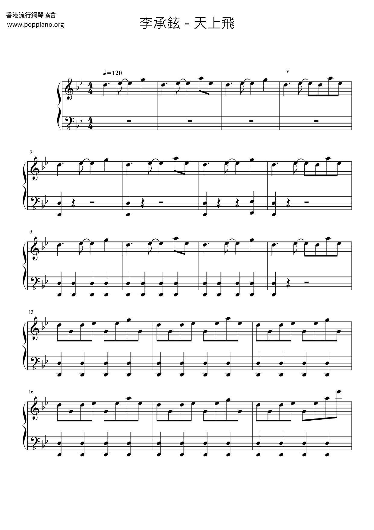 Flying In The Sky Score