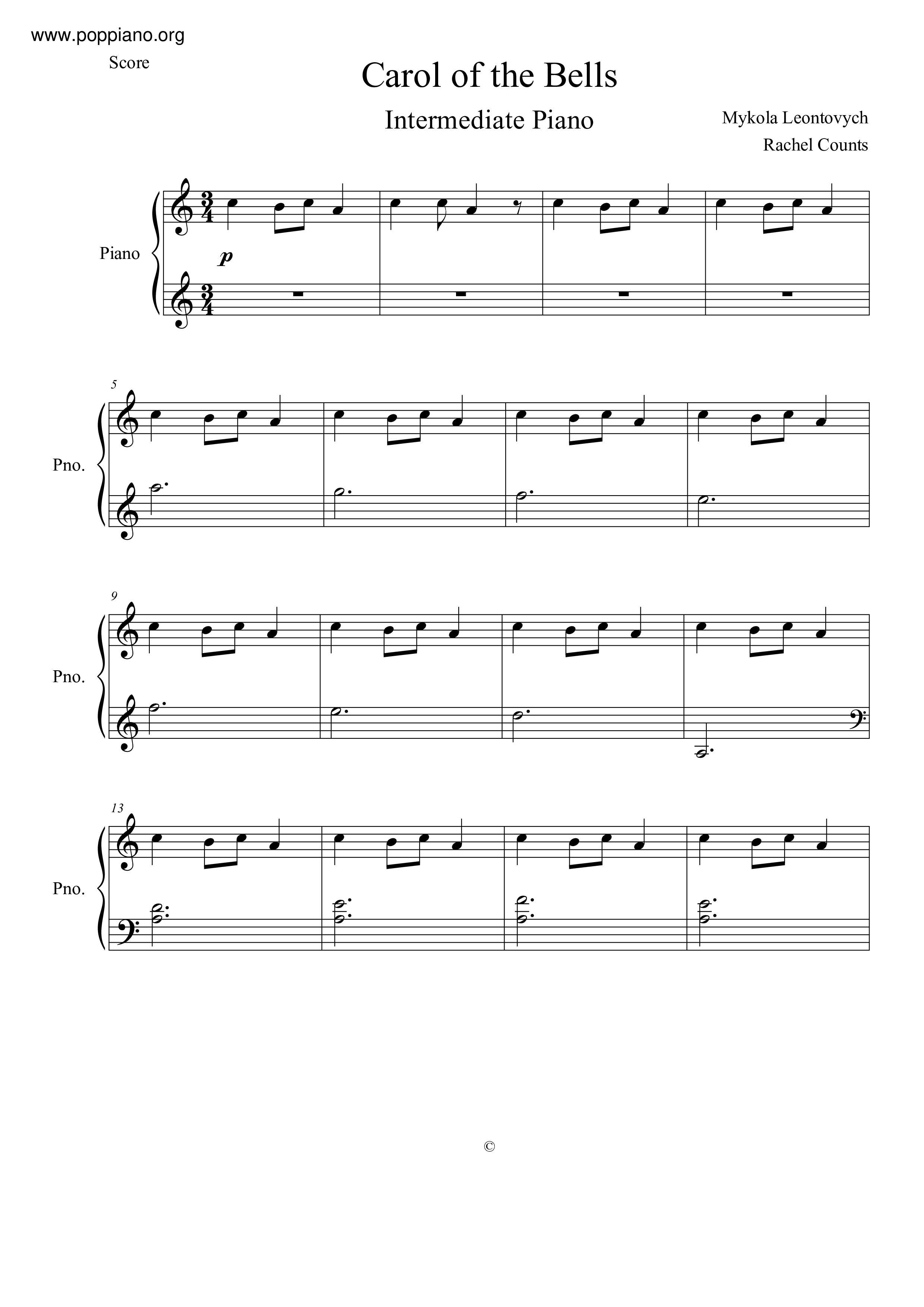 Carol Of The Bells Score