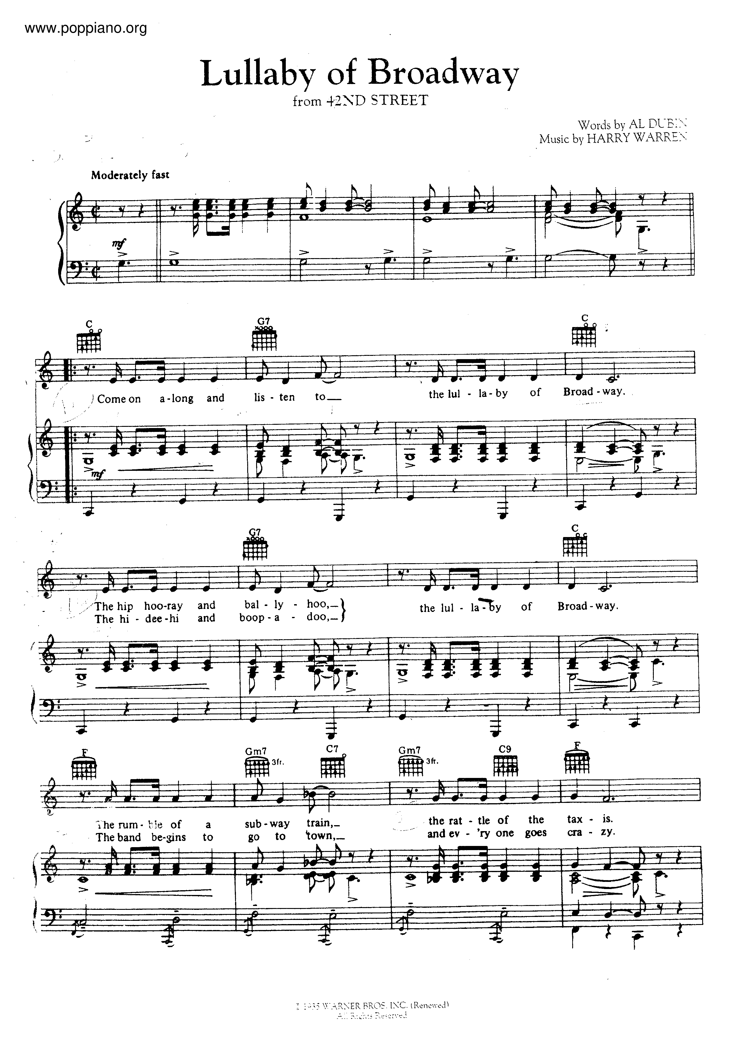 Lullaby Of Broadway Score