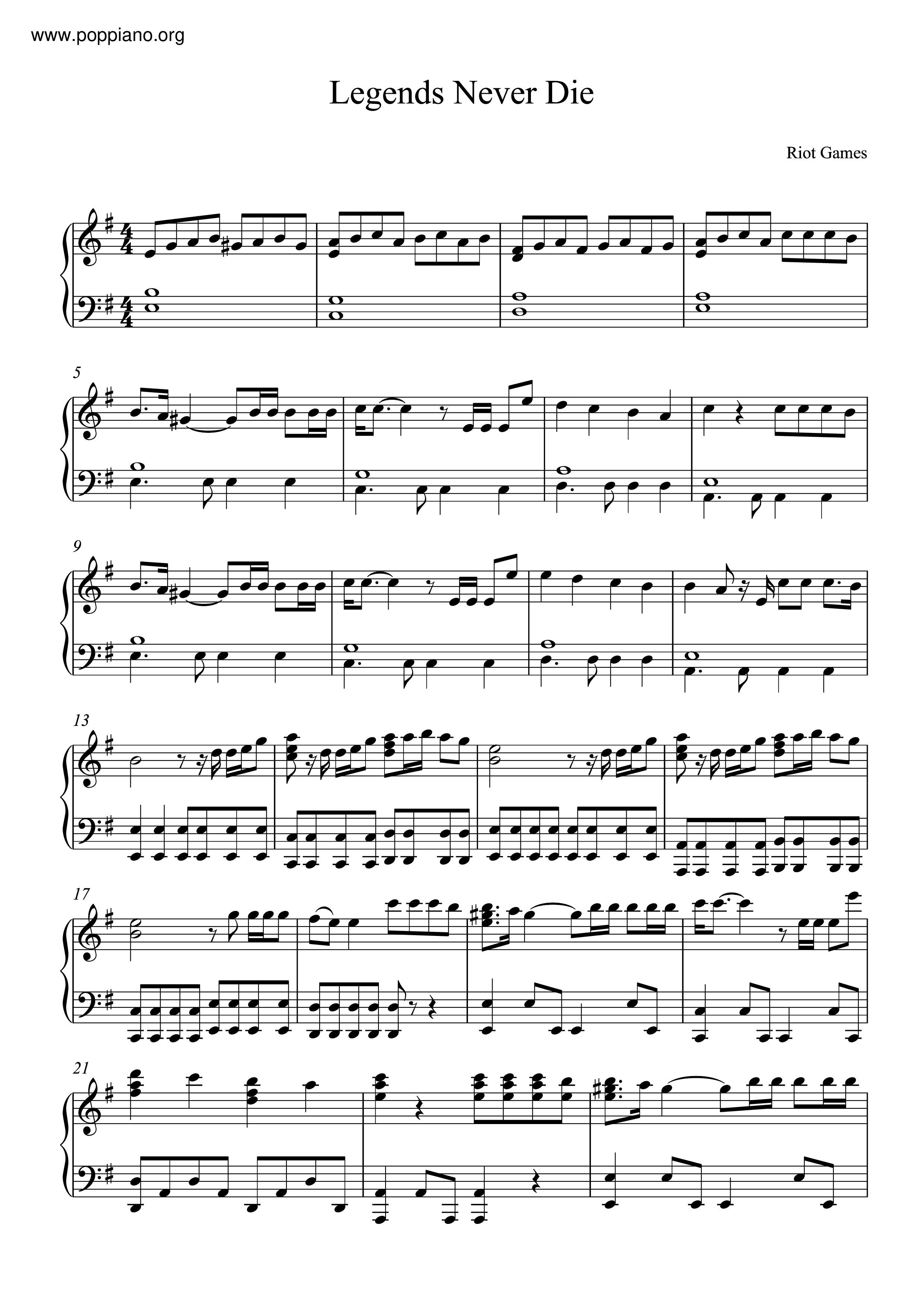 Legends Never Die Sheet music for Piano (Solo)