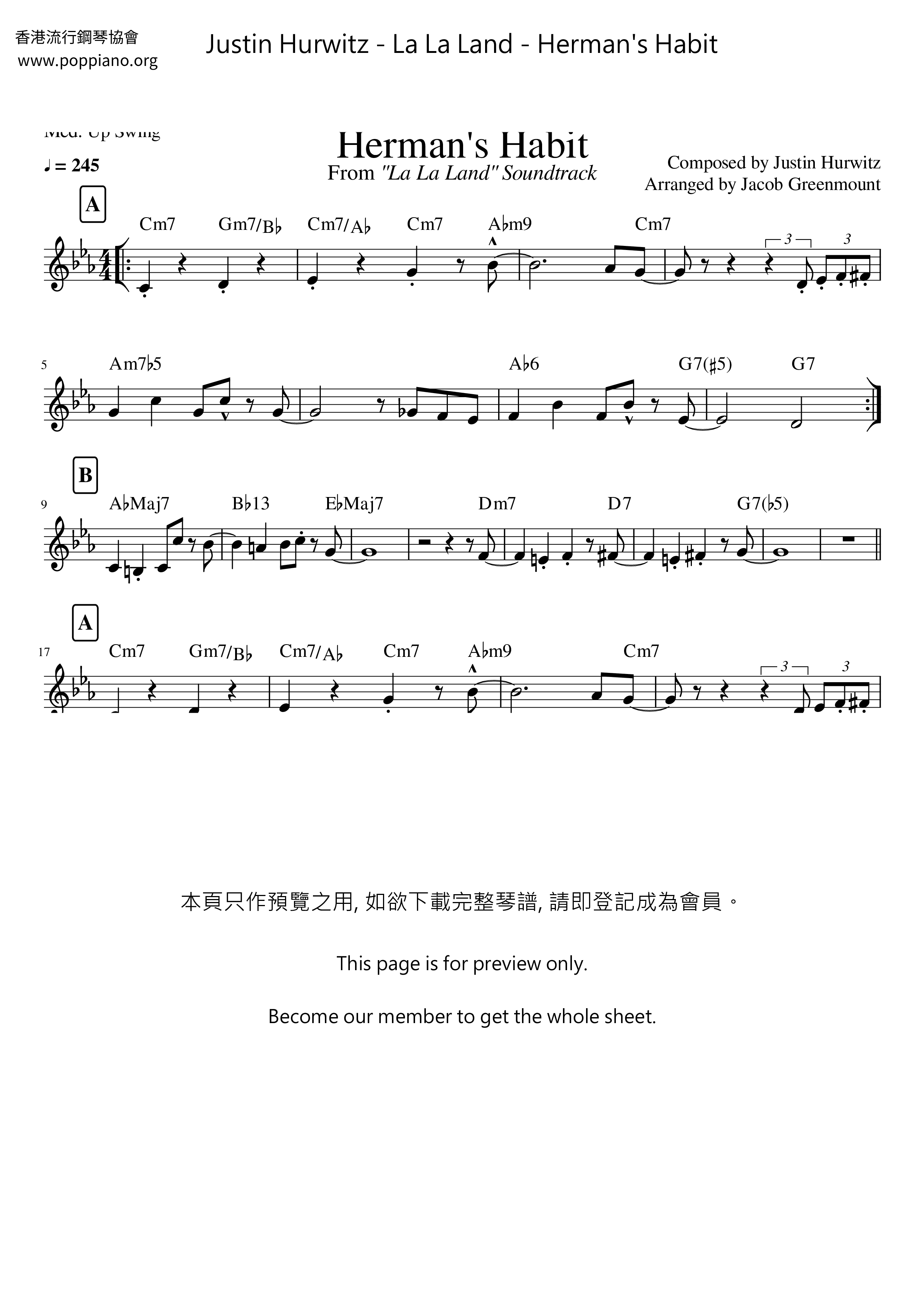 La La Land - Herman's Habit琴譜