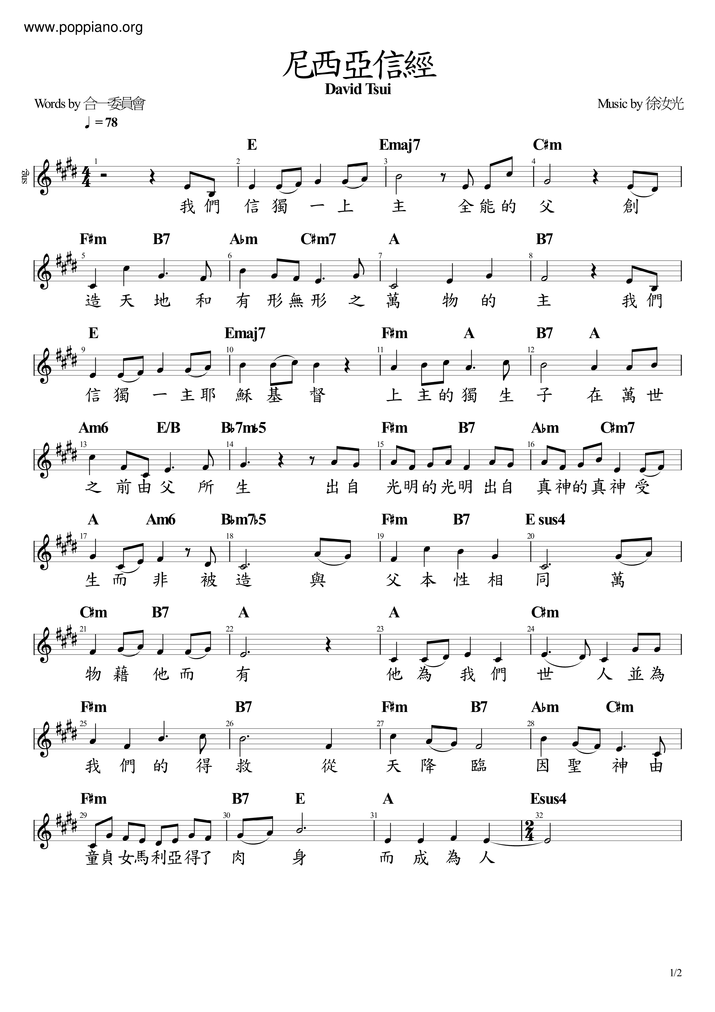 Nicene Creed Score
