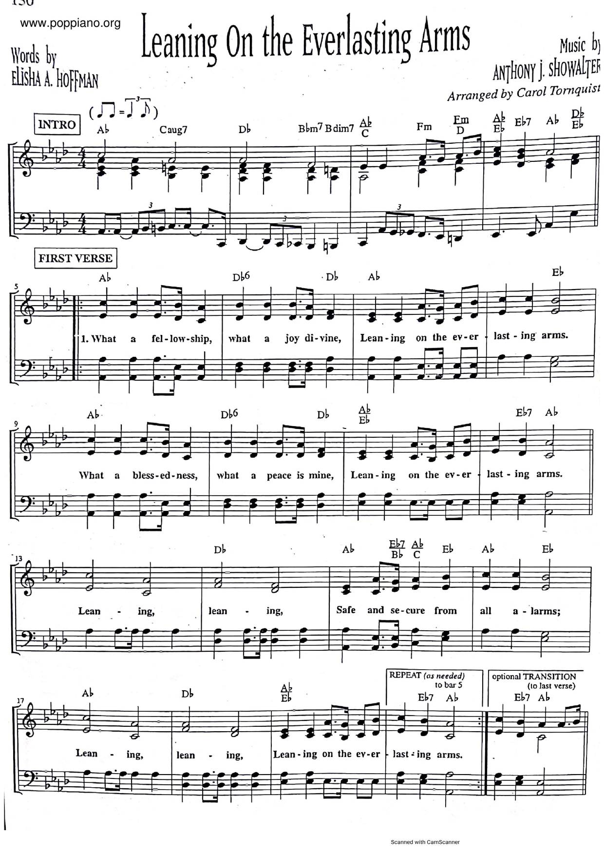 Leaning On The Everlasting Arms Score