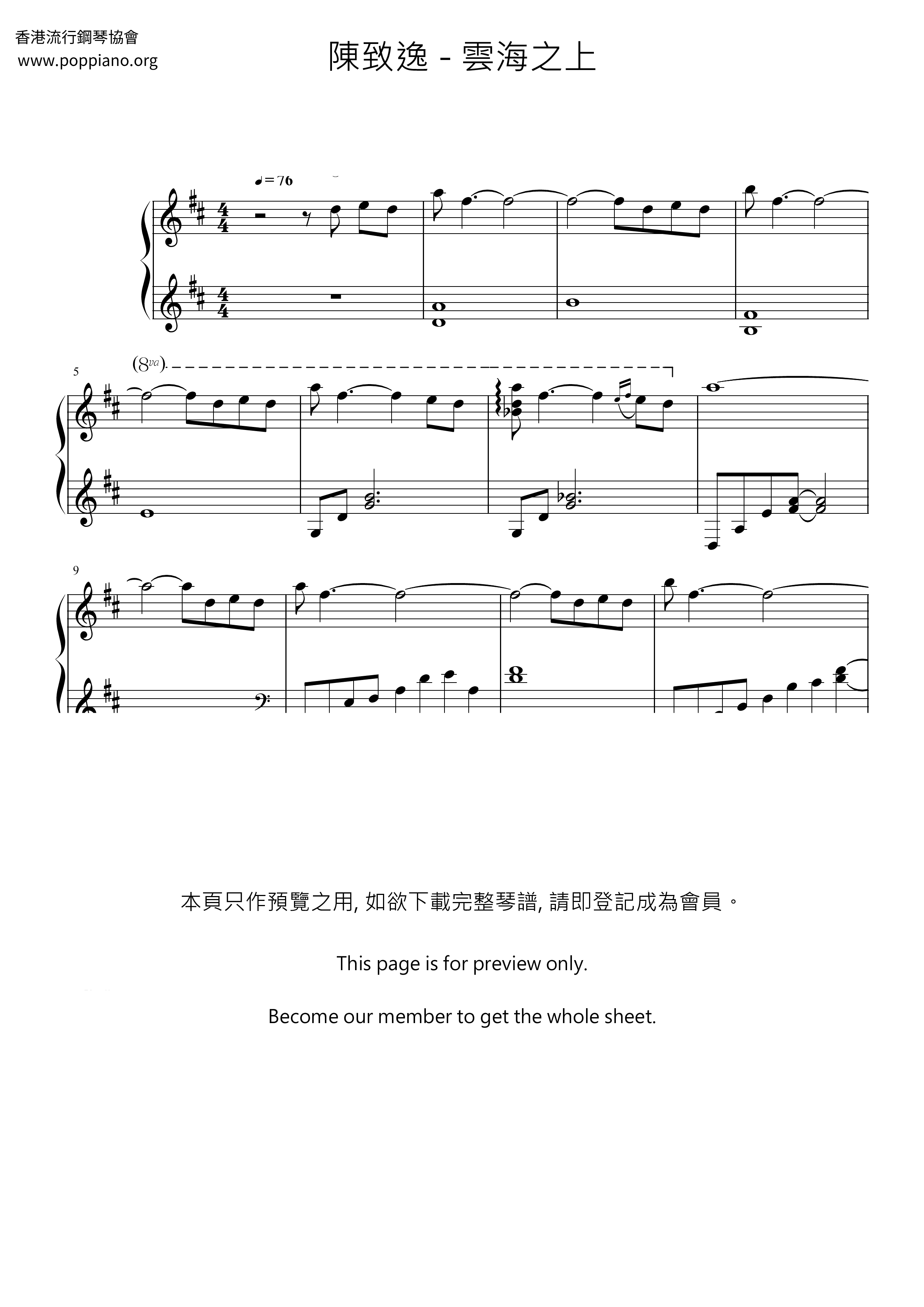 Above The Sea Of Clouds Score