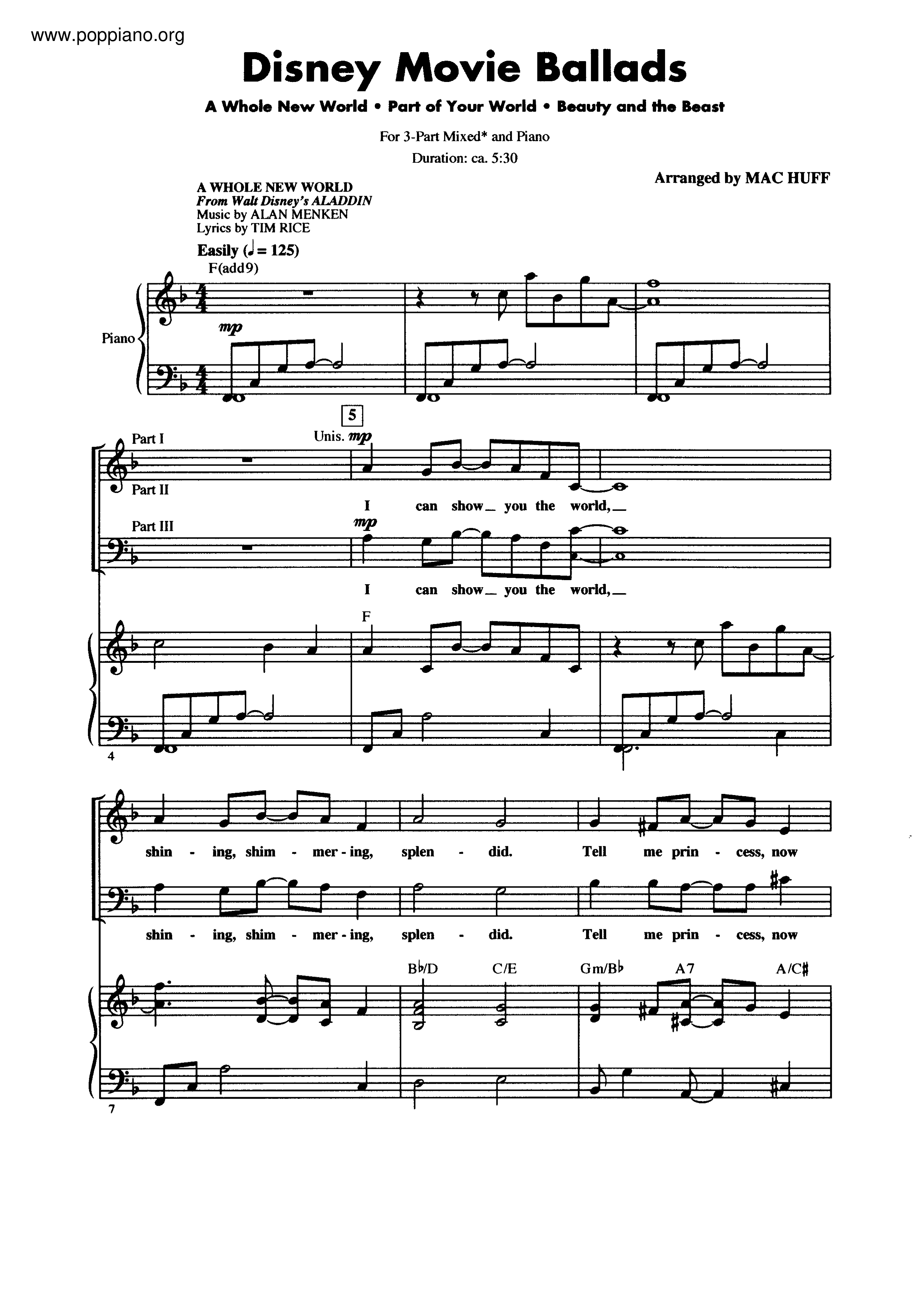 Disney Movie Balladsピアノ譜