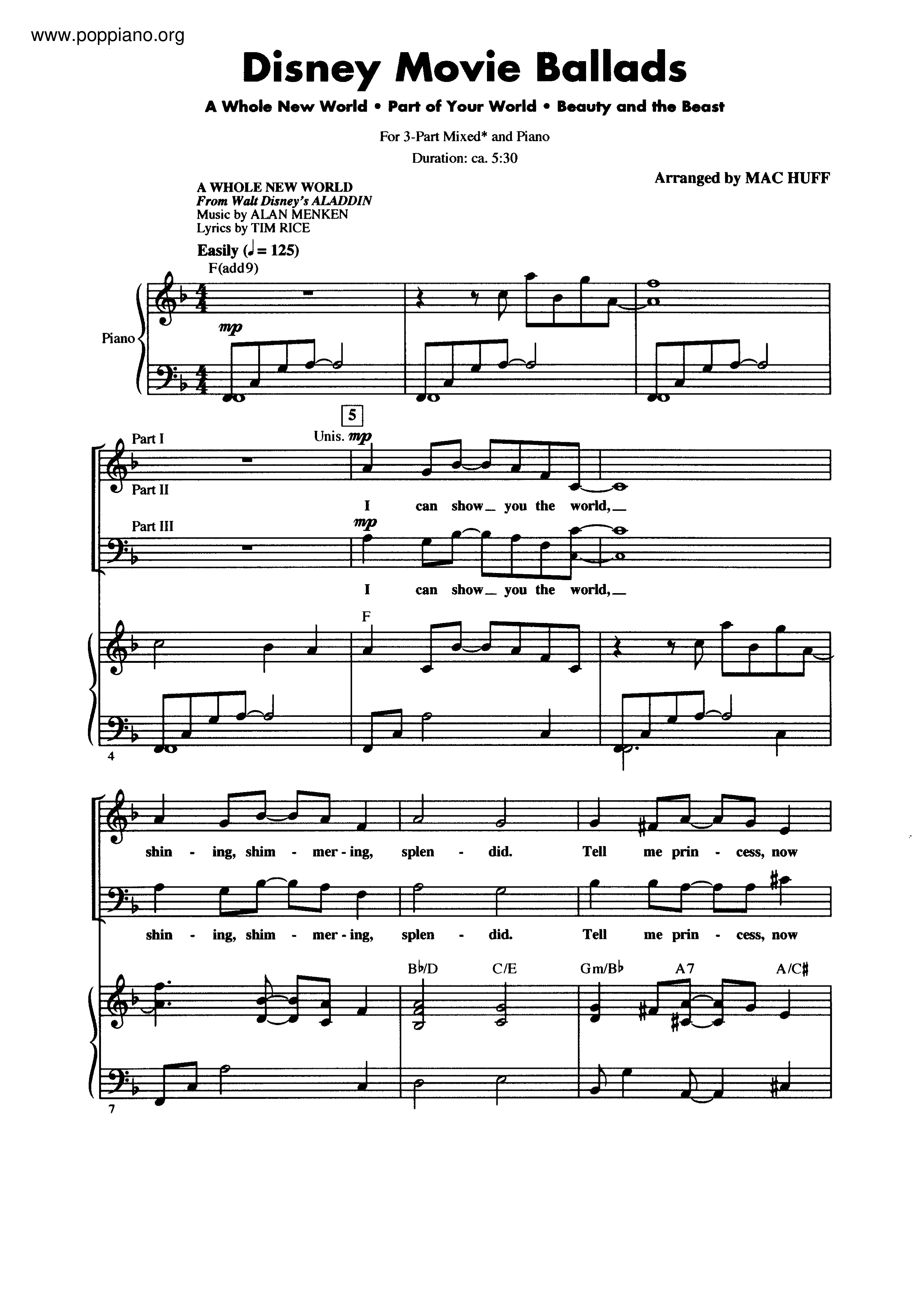 Disney Movie Ballads Score