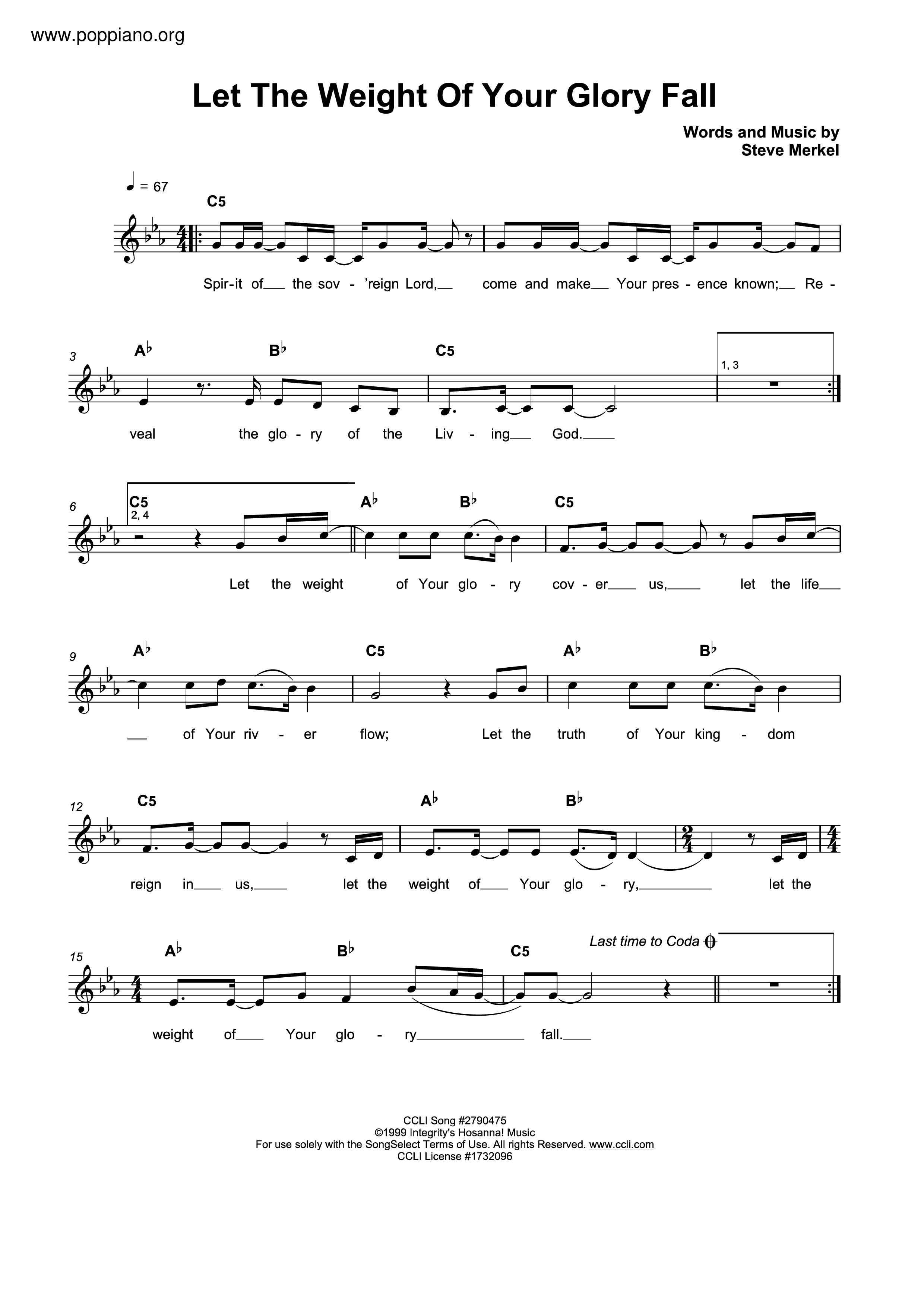 Let The Weight Of Your Glory Fall Score