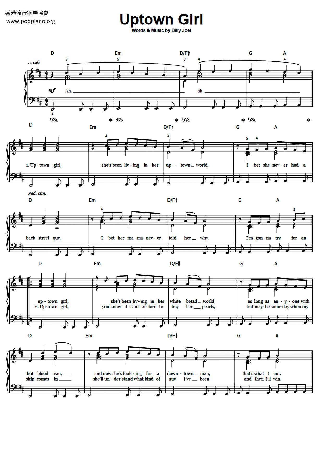 Uptown Girl Score