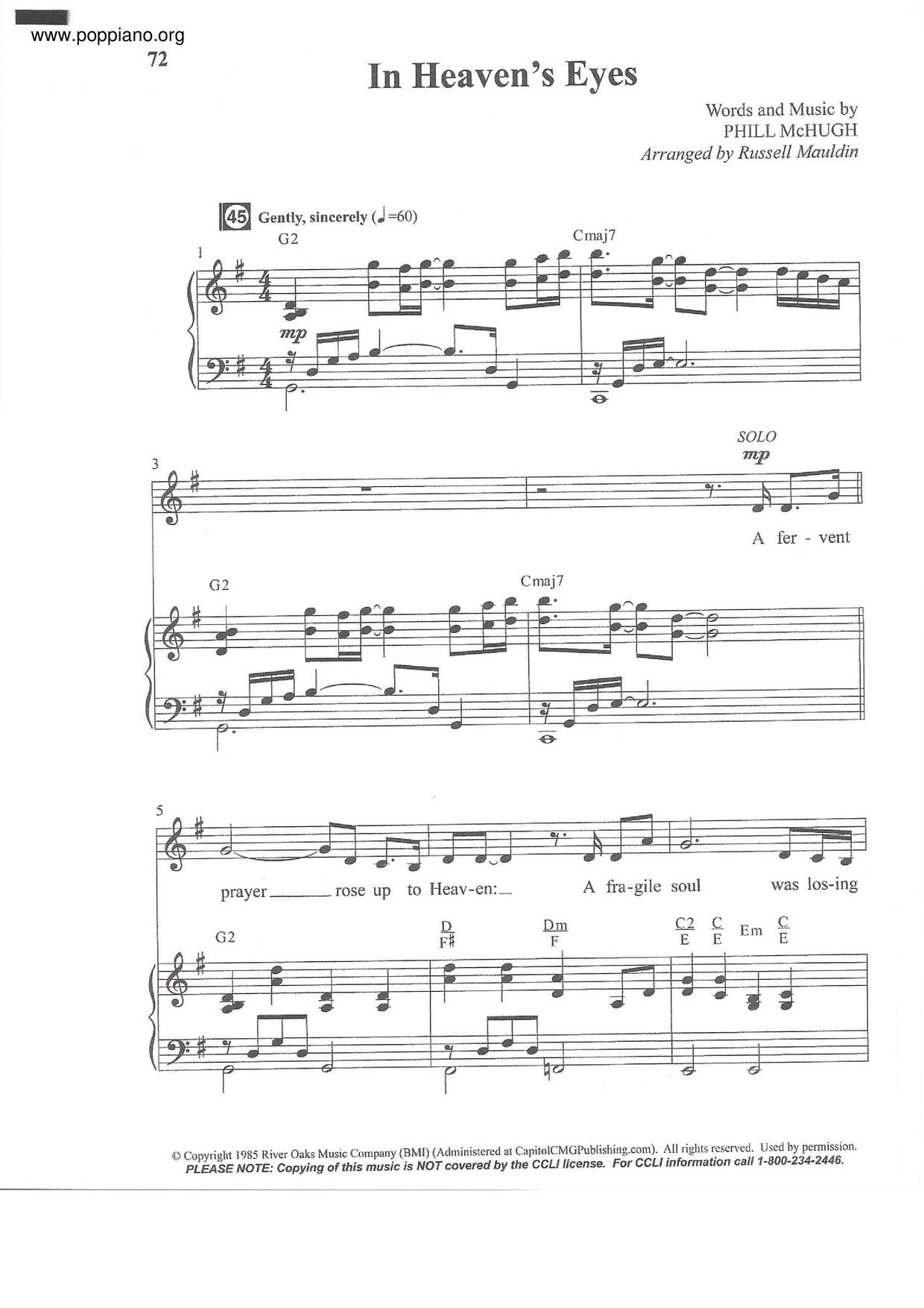 In Heaven's Eyes Score