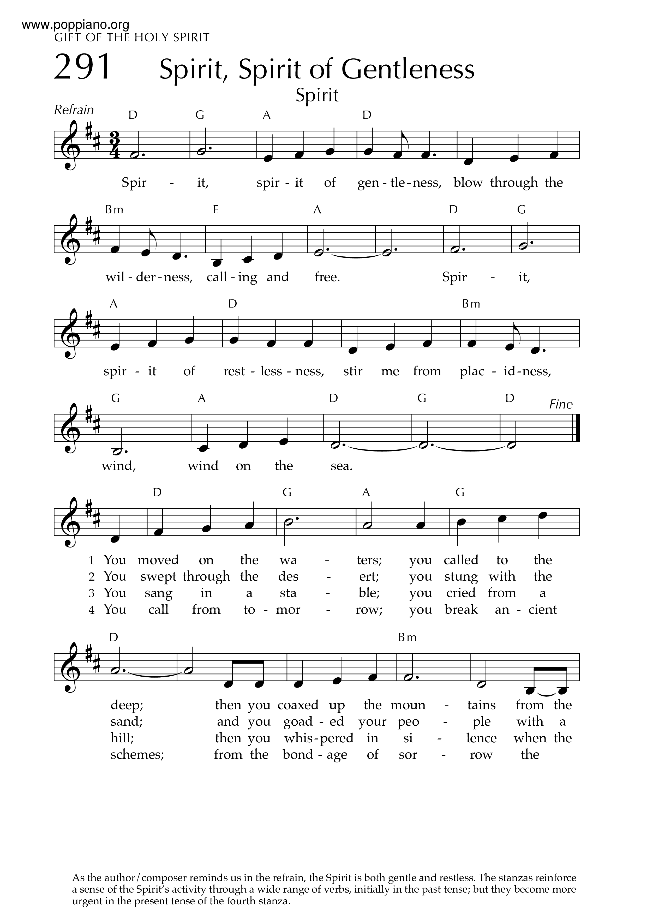 Spirit, Spirit Of Gentleness Score