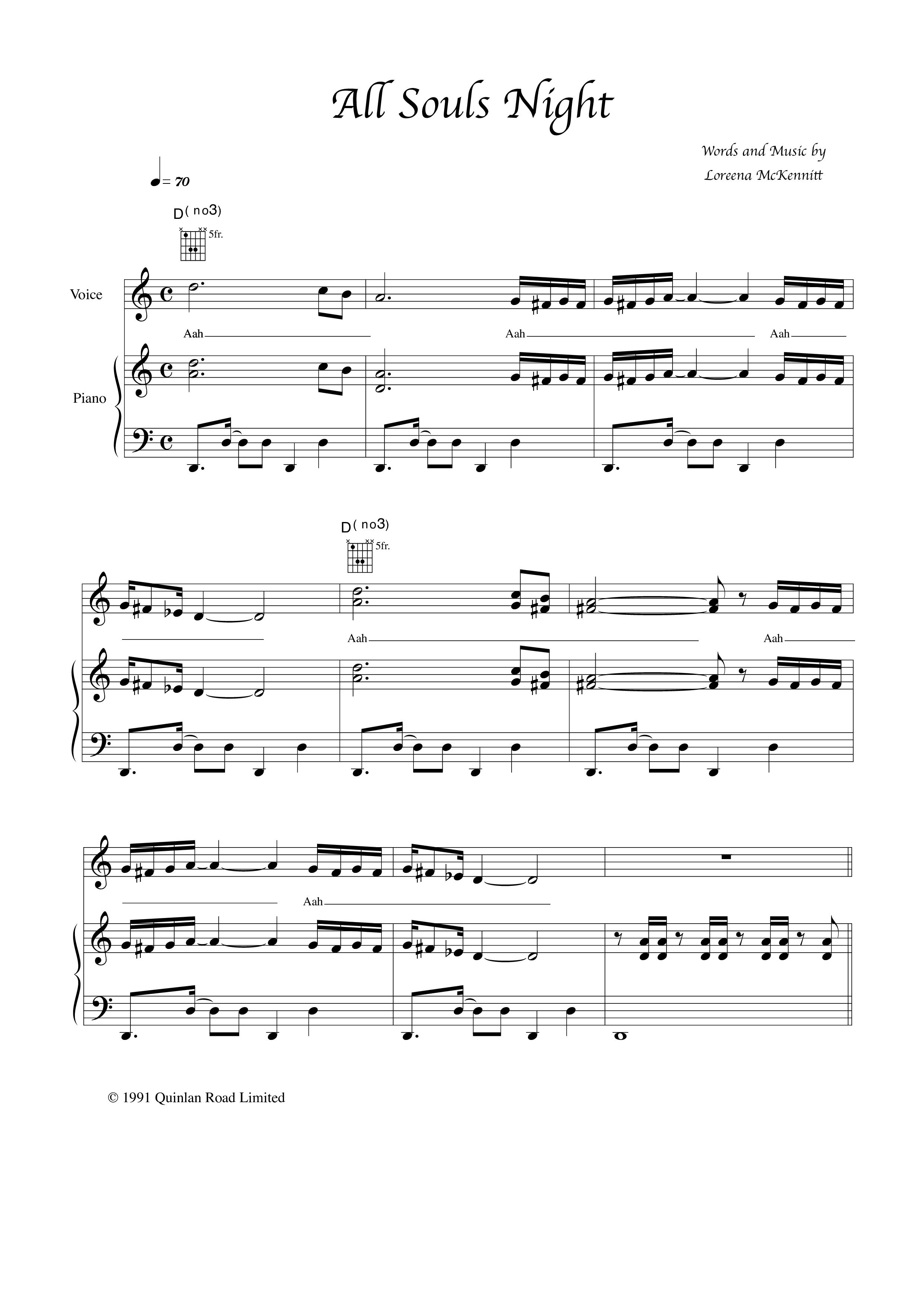 All Souls Night Score