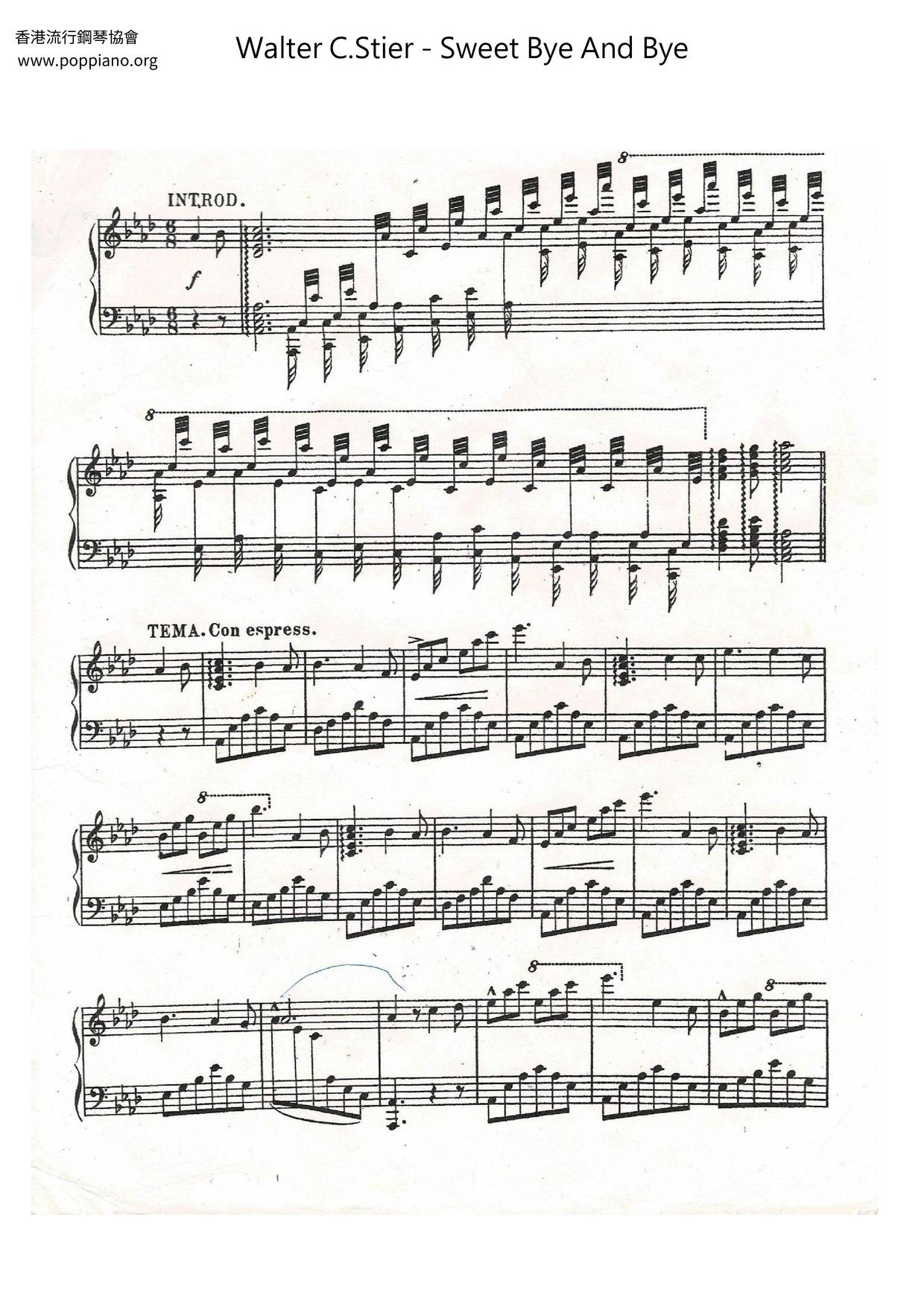 Sweet Bye And Bye Score