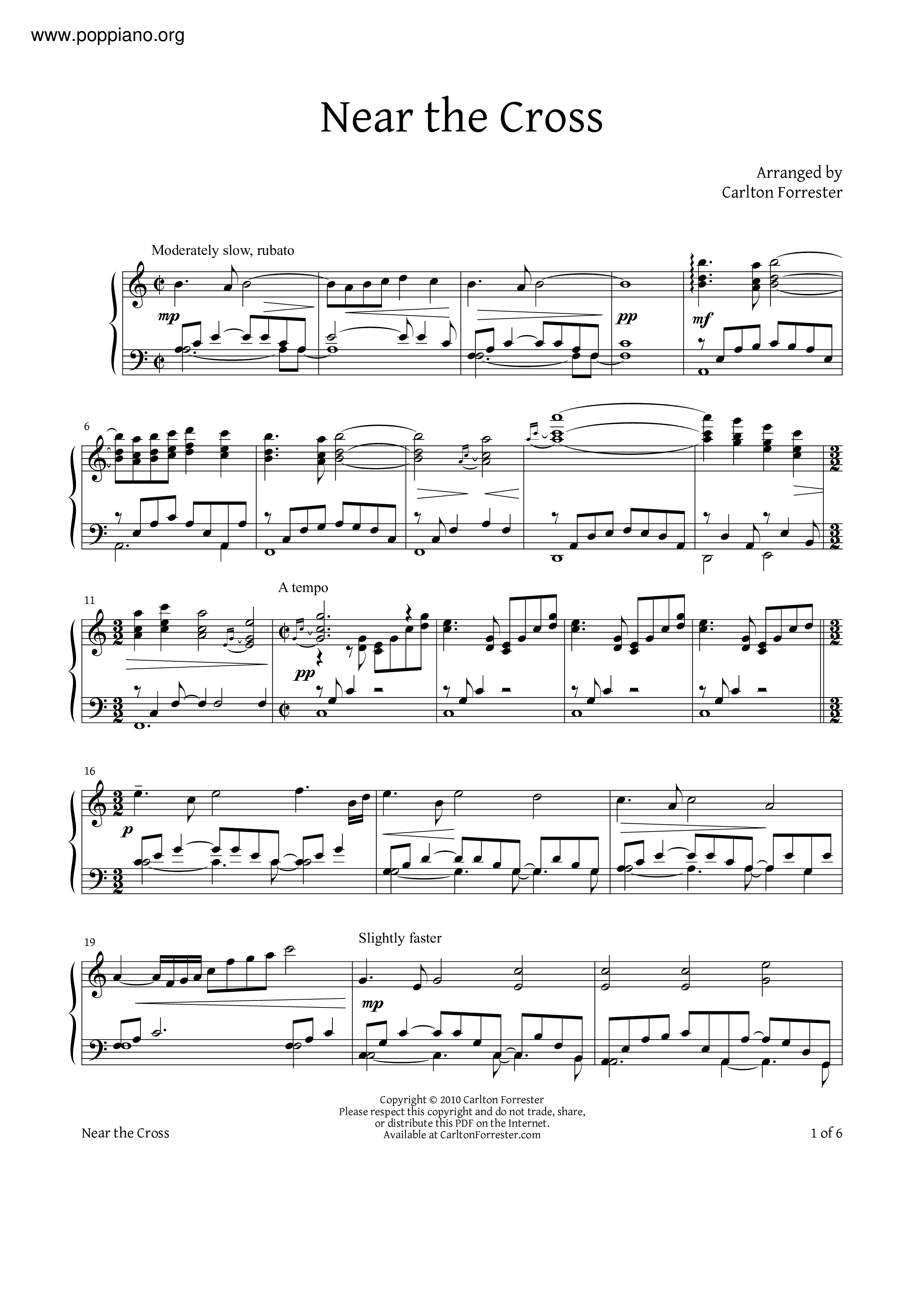 ☆詩歌 - Near The Cross ピアノ譜pdf- 香港ポップピアノ協会