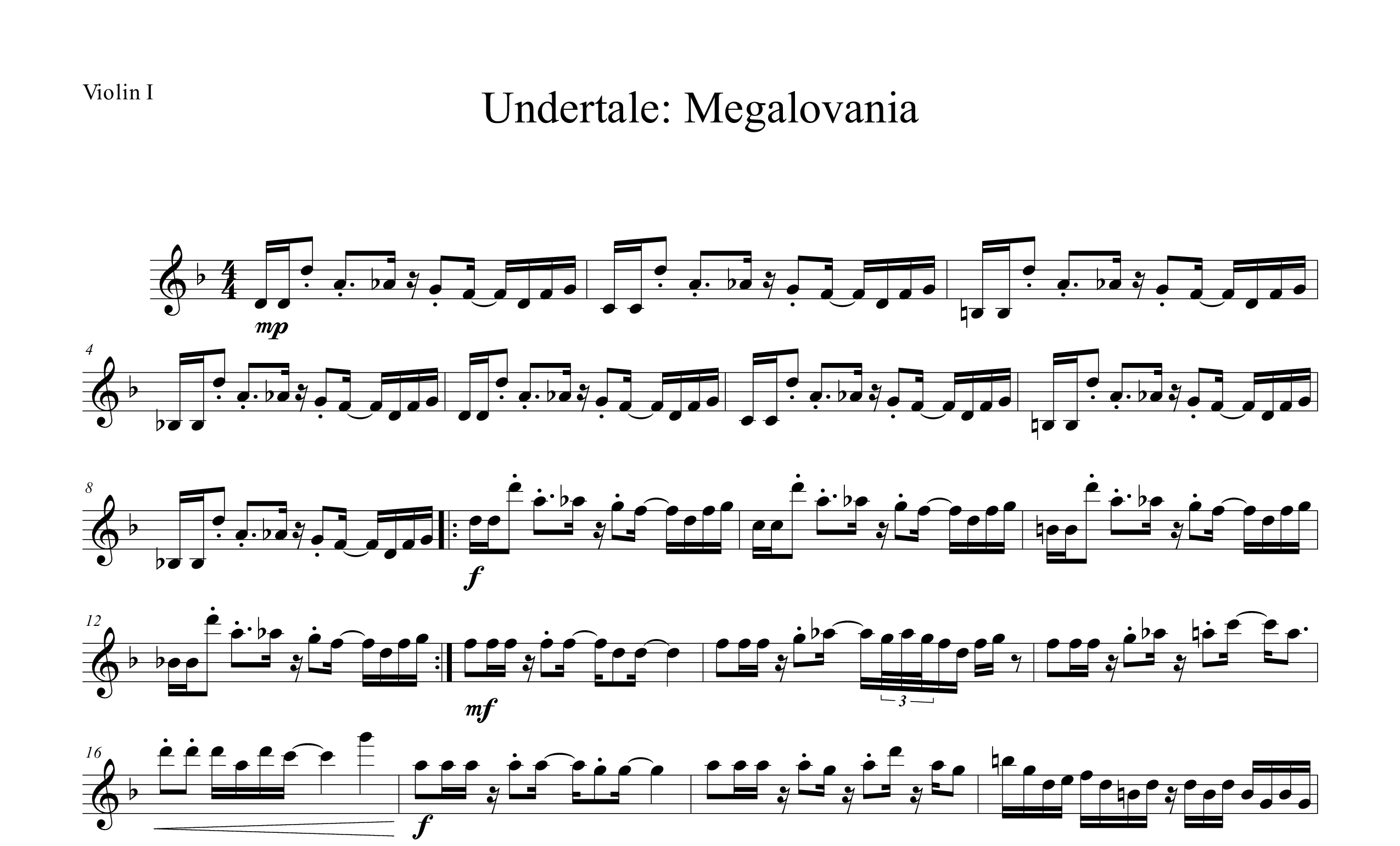 Undertale - Megalovania Score