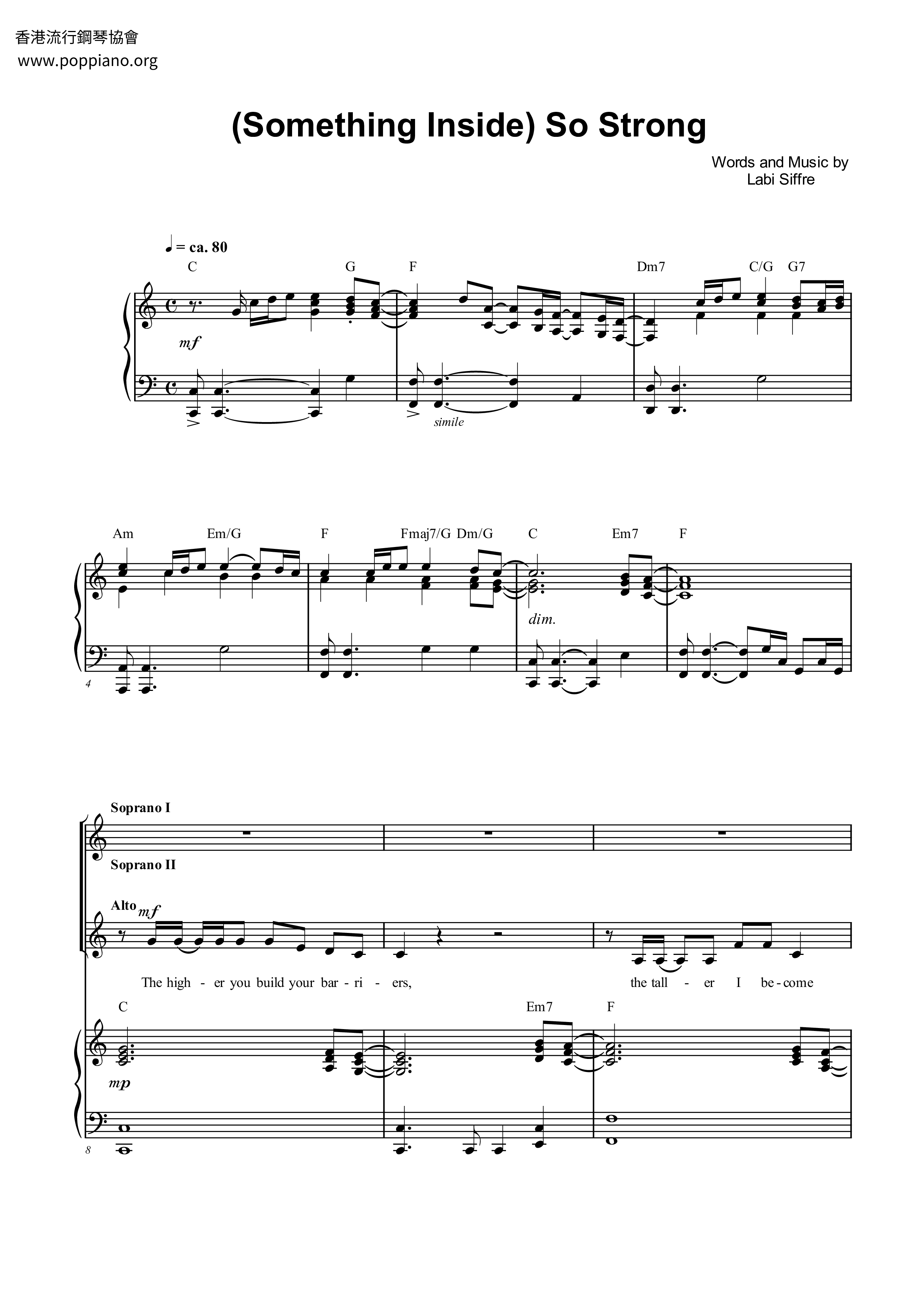 (Something Inside) So Strong Score