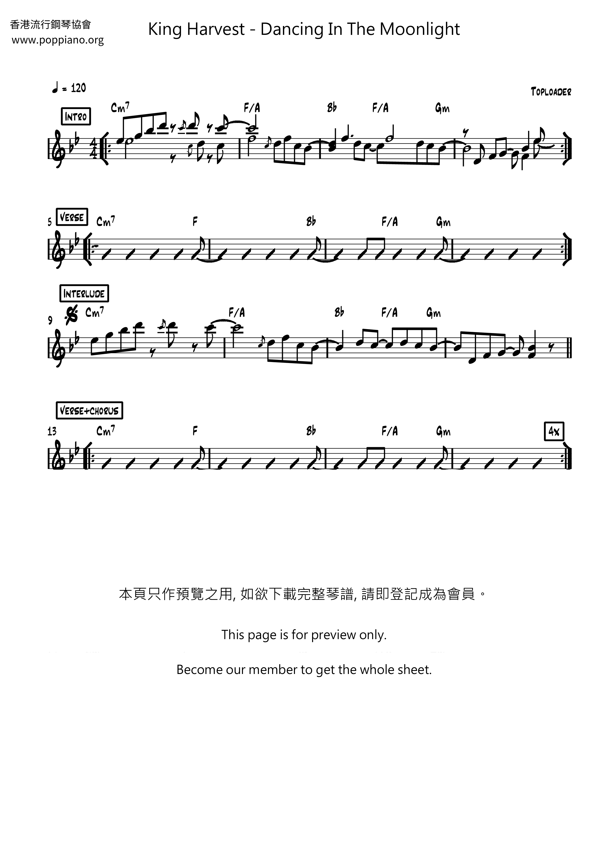 Dancing In The Moonlight Score