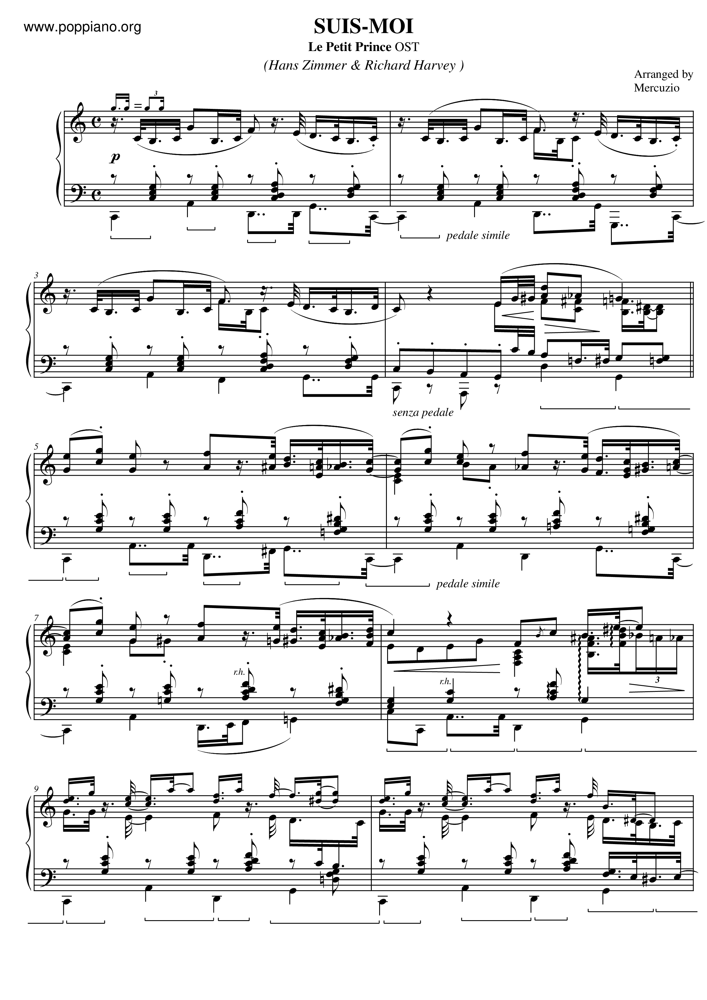 Le Petit Prince - Suis-Moiピアノ譜