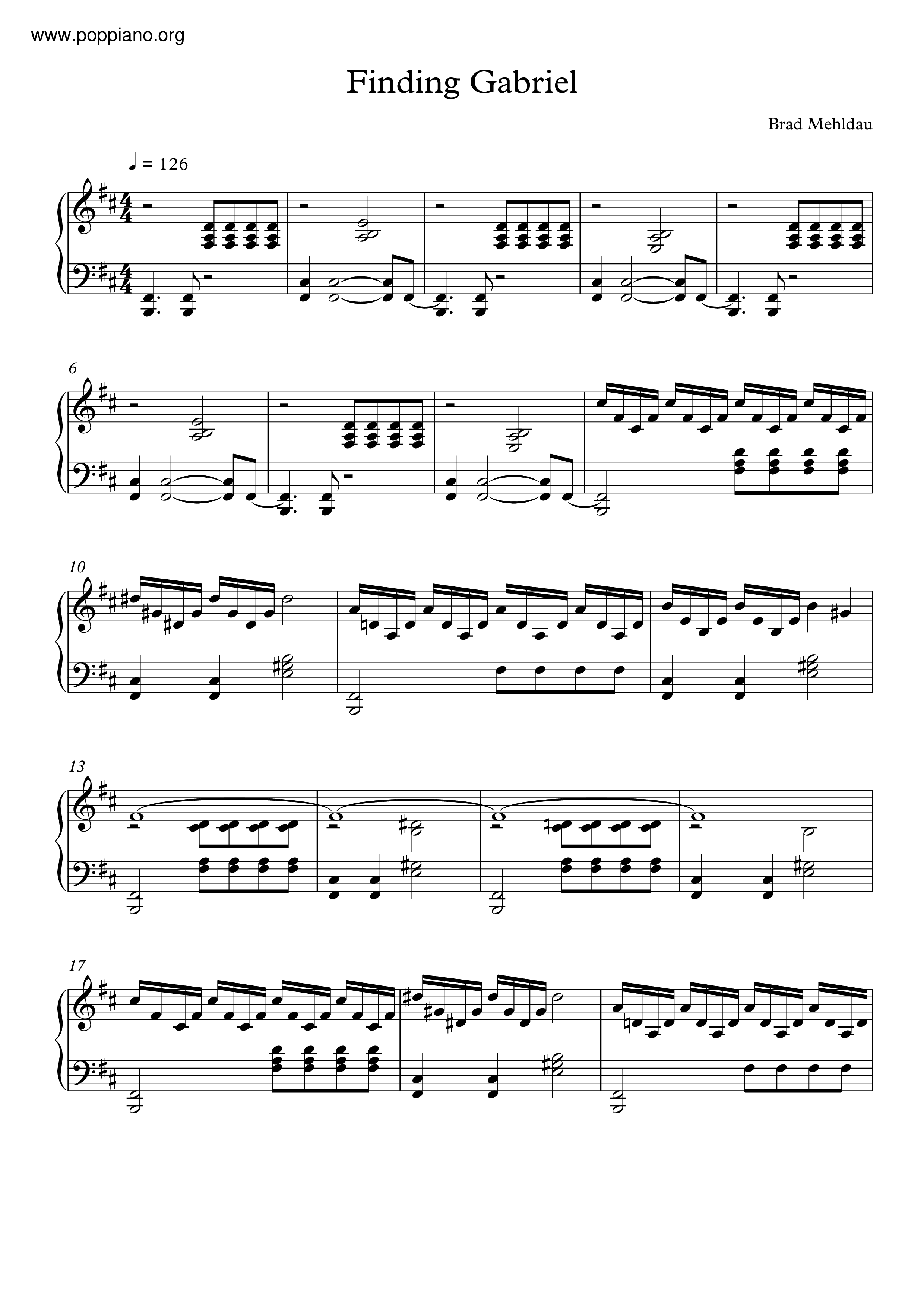 ☆ Brad Mehldau-Finding Gabriel Sheet Music pdf, - Free