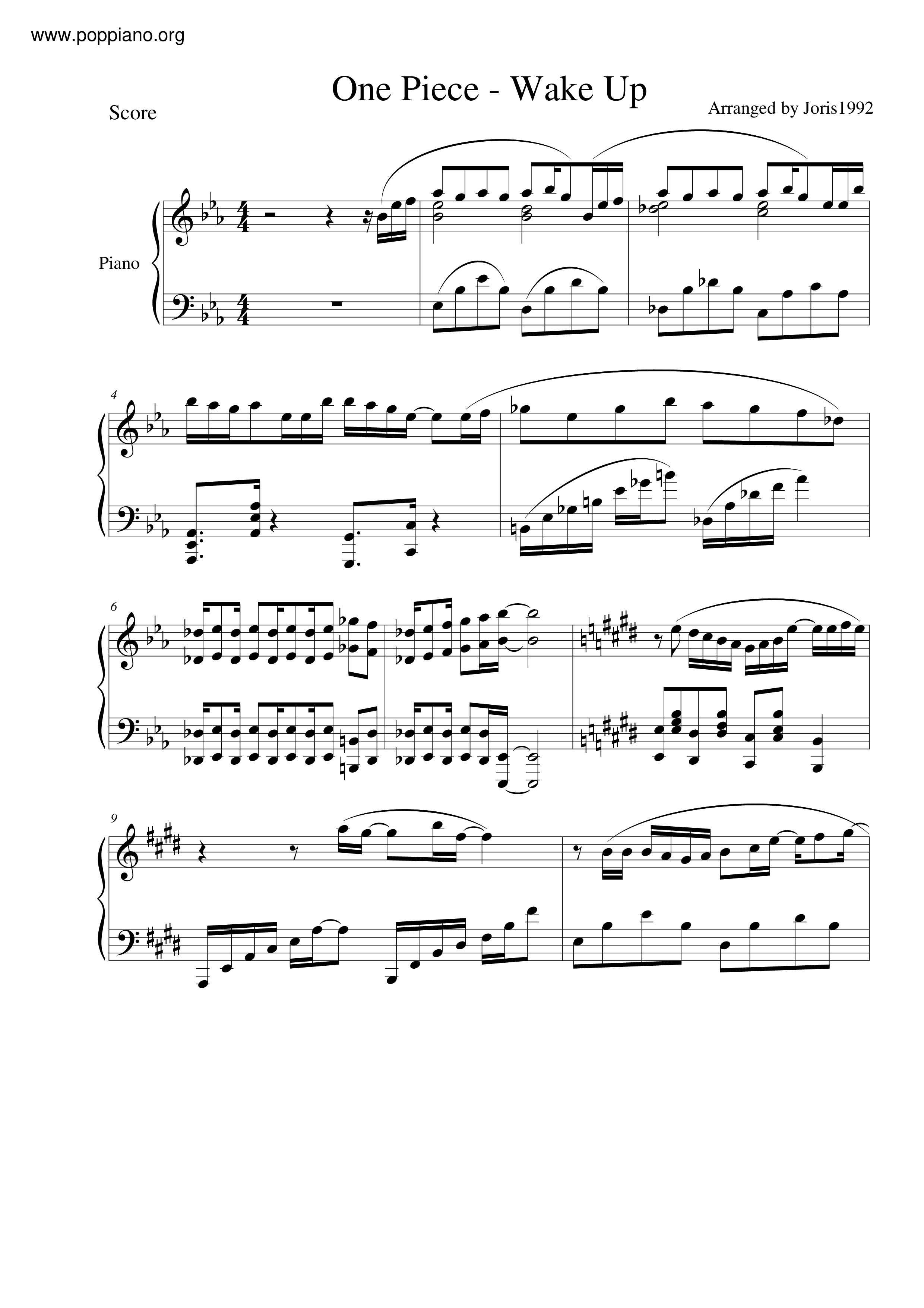 One Piece - Wake Up Score