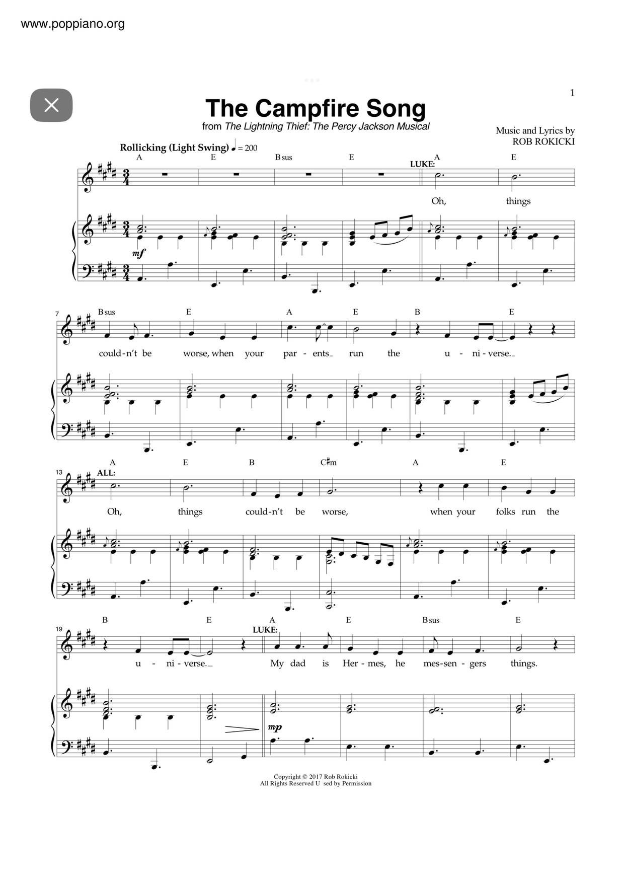 The Campfire Song Score