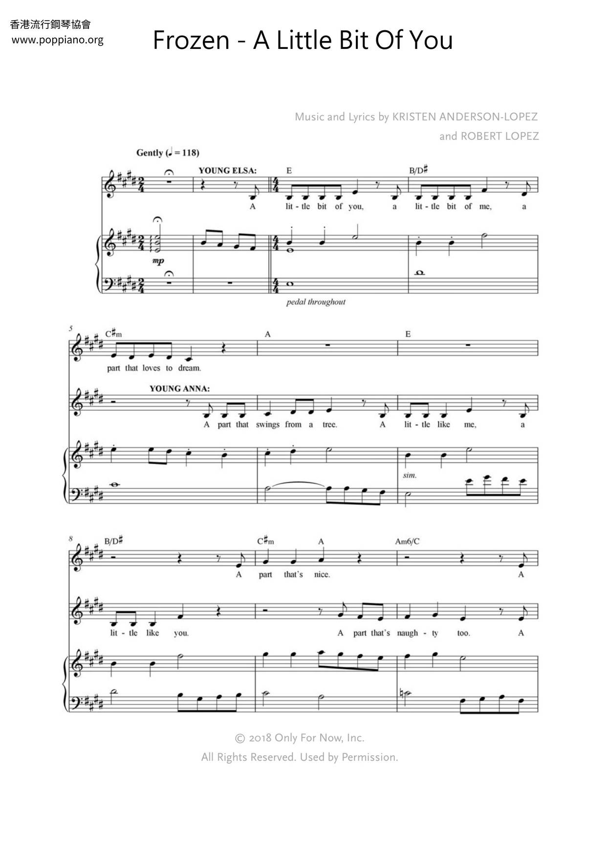 Frozen - A Little Bit Of You Score