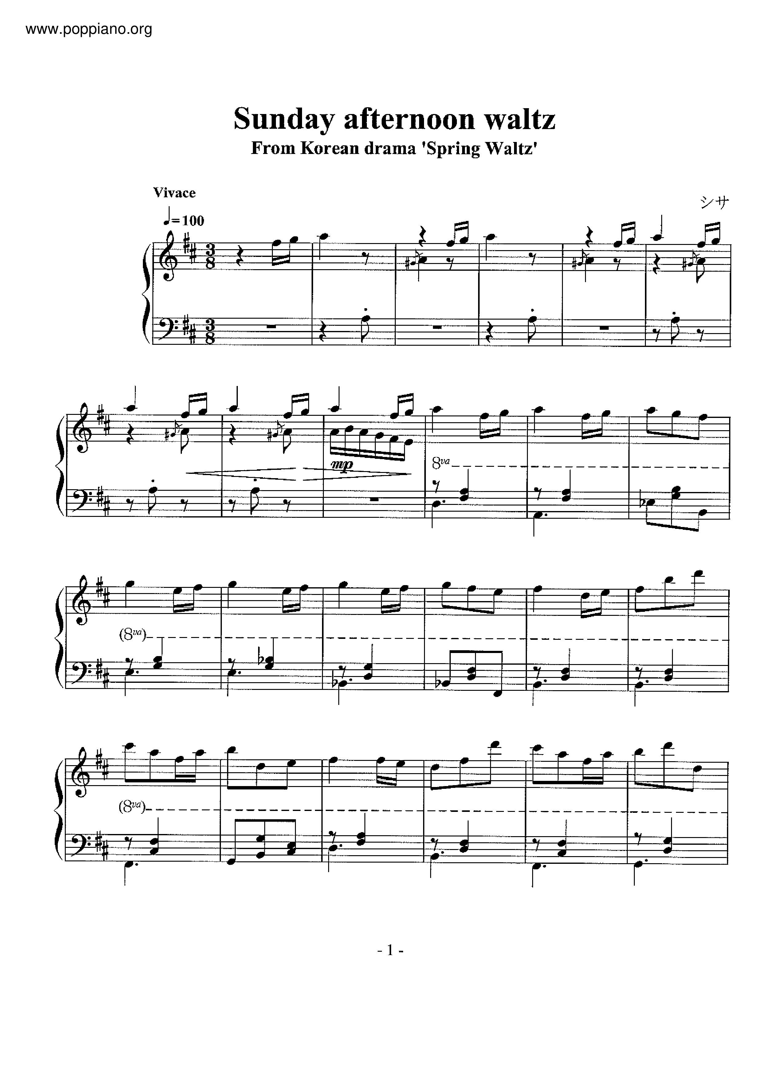 Spring Waltz - Sunday Afternoon Waltz Score