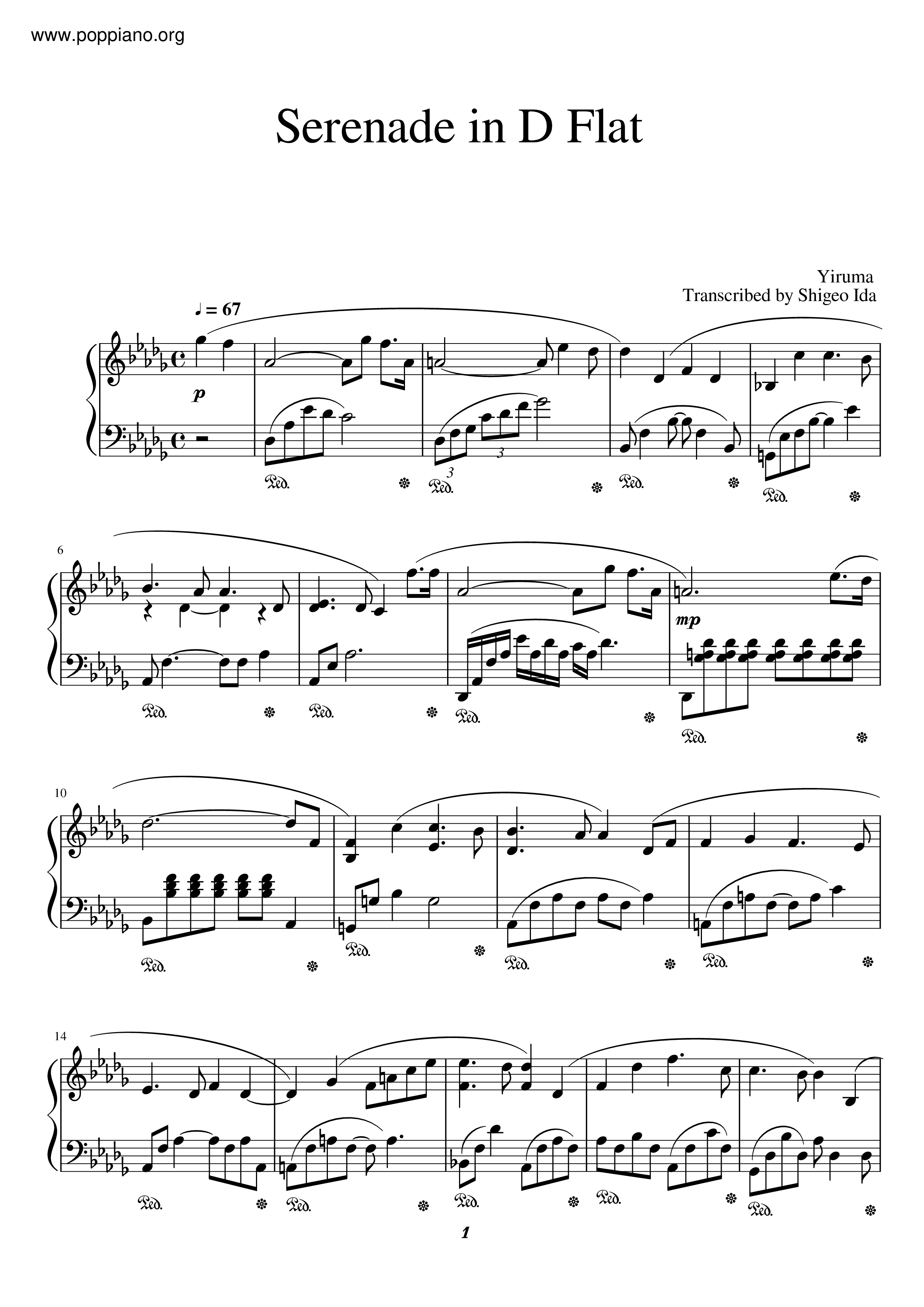 Serenade In D Flat Score