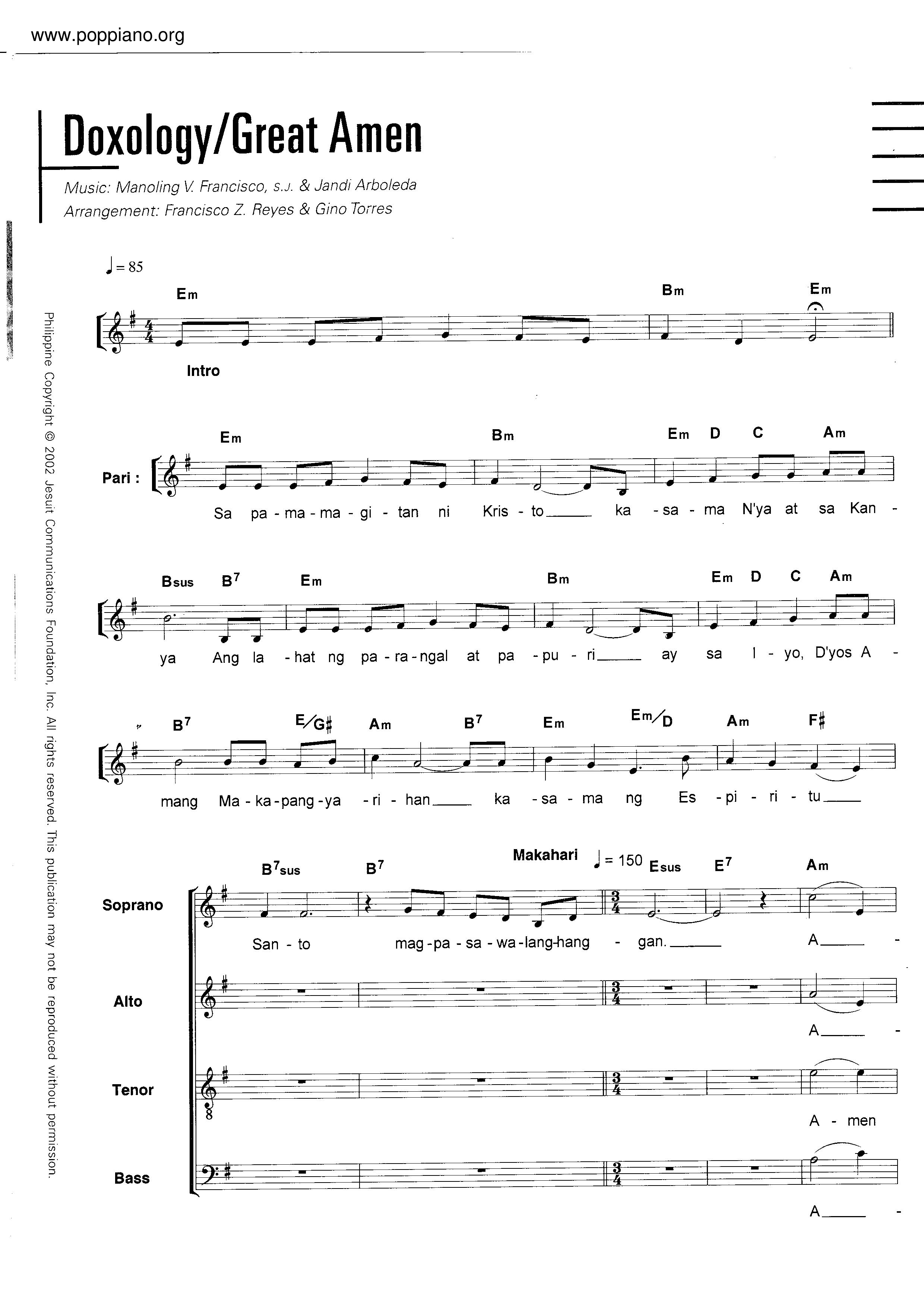 Doxology / Great Amen Score