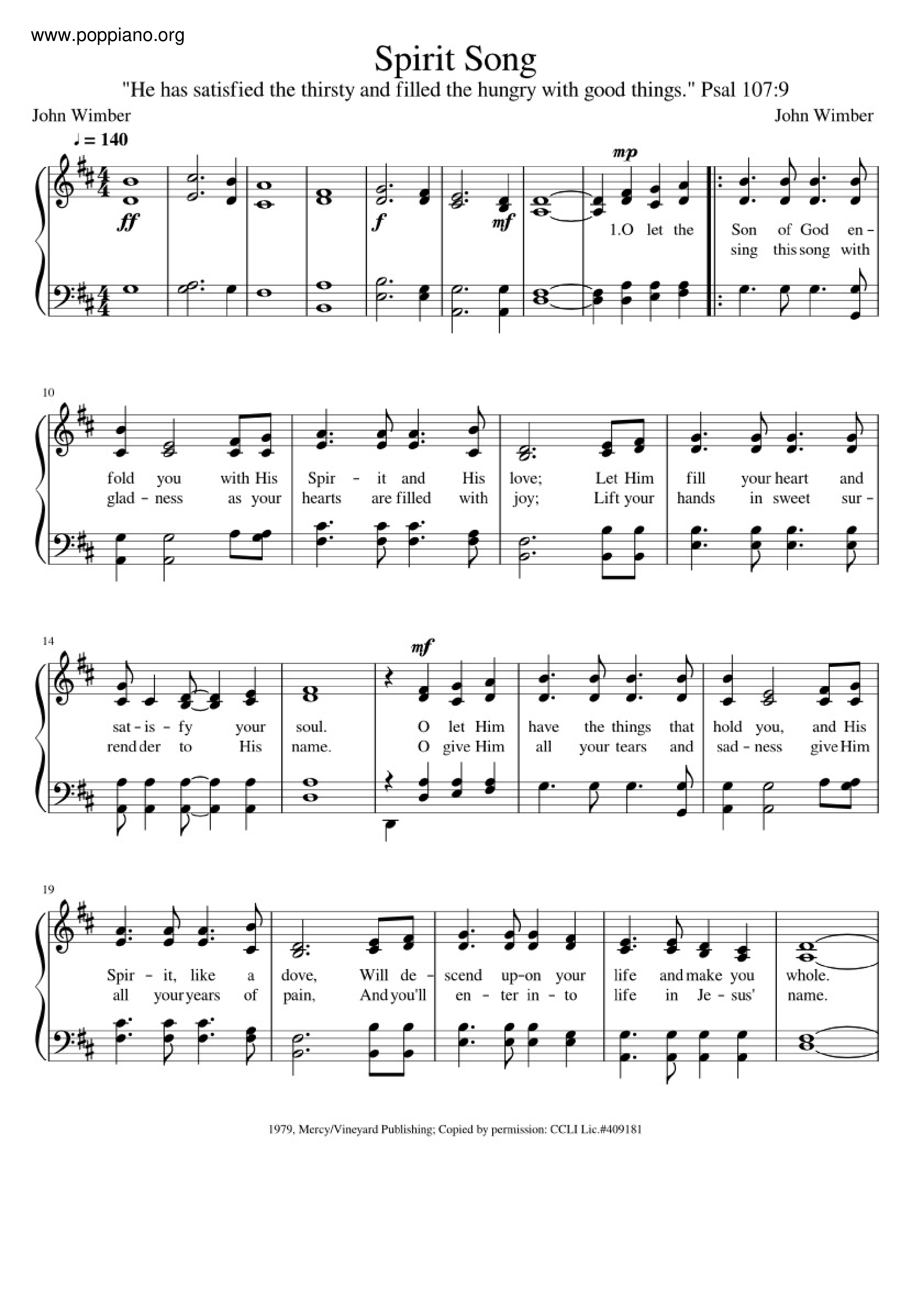 Spirit Song Score