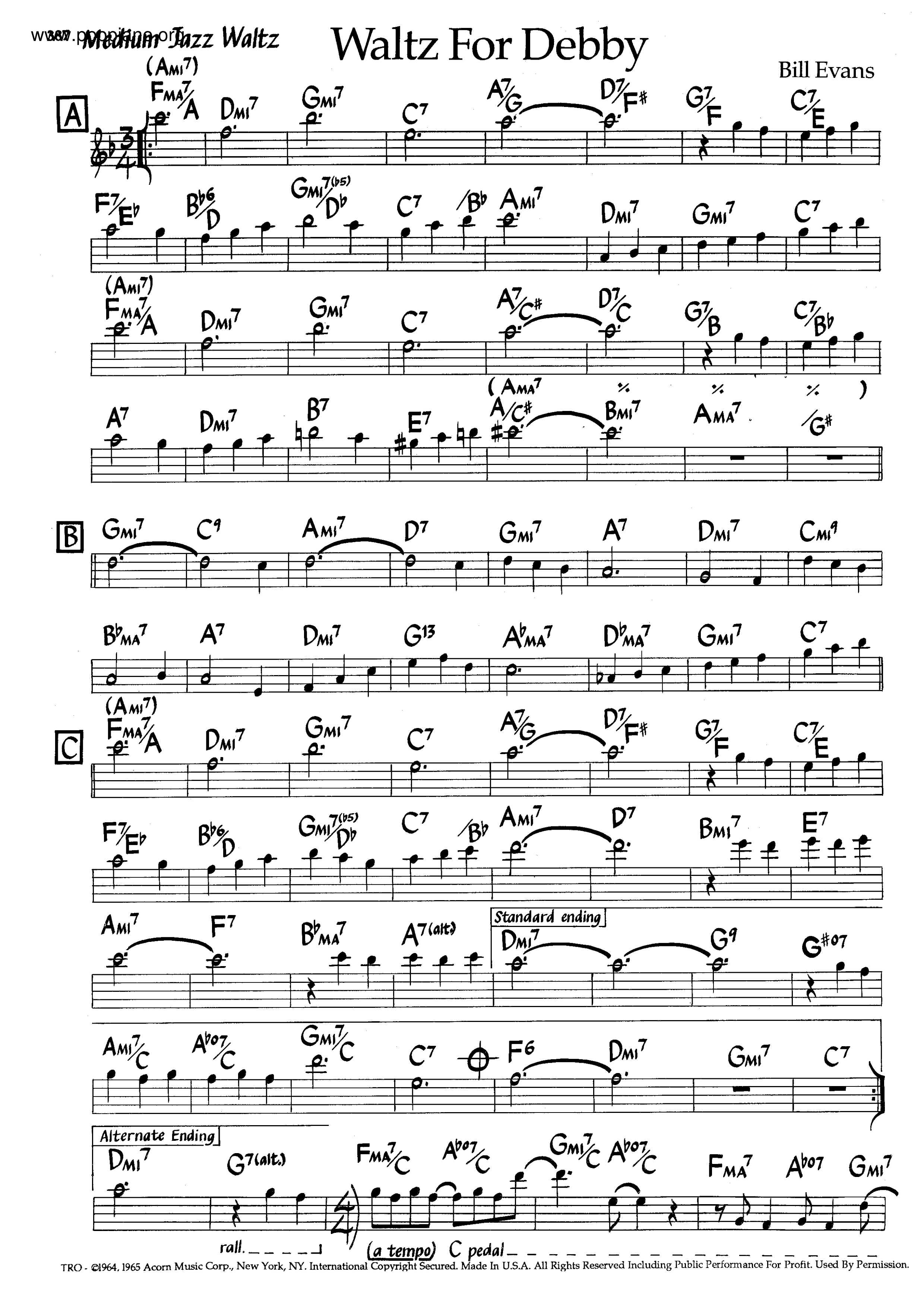 Waltz For Debby Score
