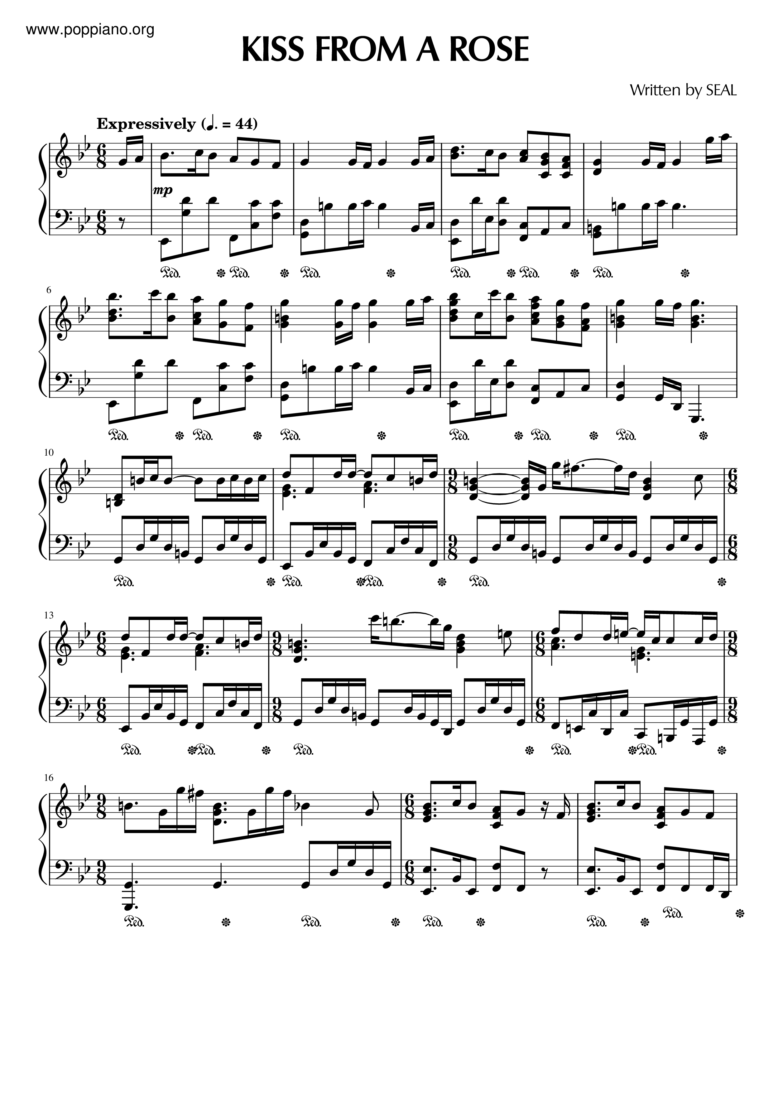 Kiss From A Rose Score