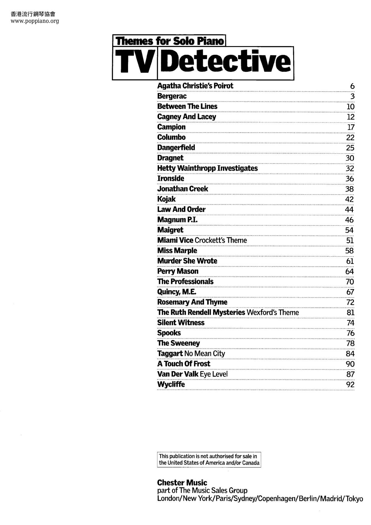 TV Themes For Solo Piano 97 Pages Score