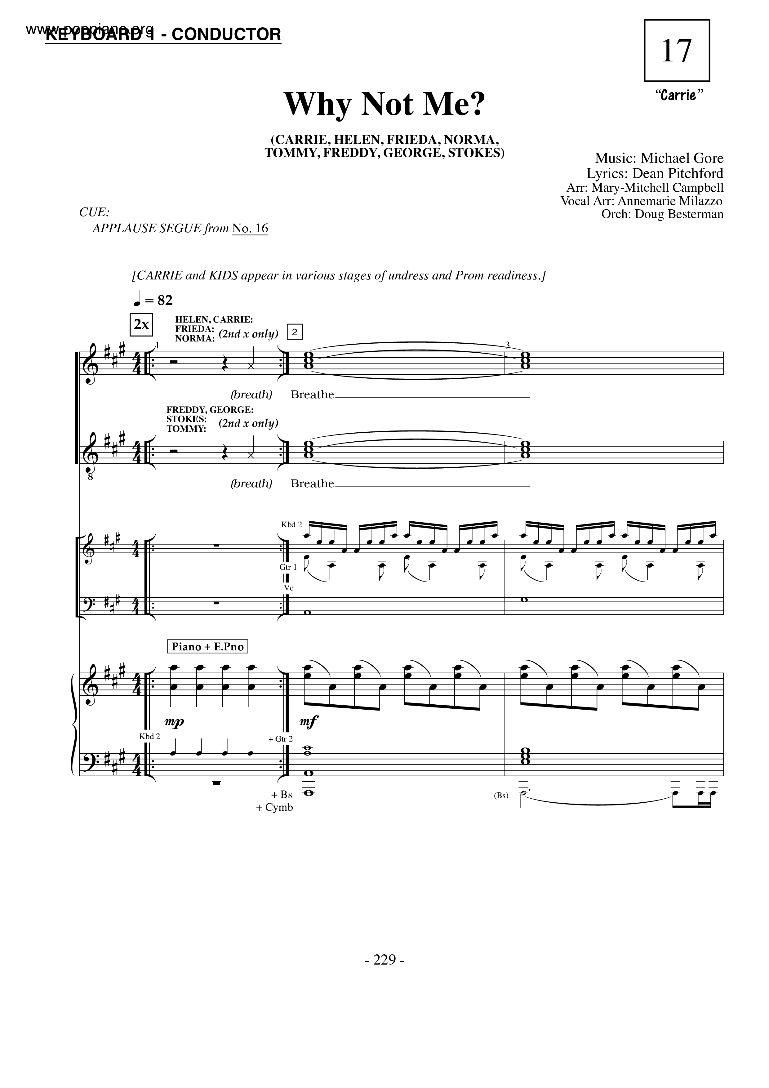 Carrie - Why Not Me? Score