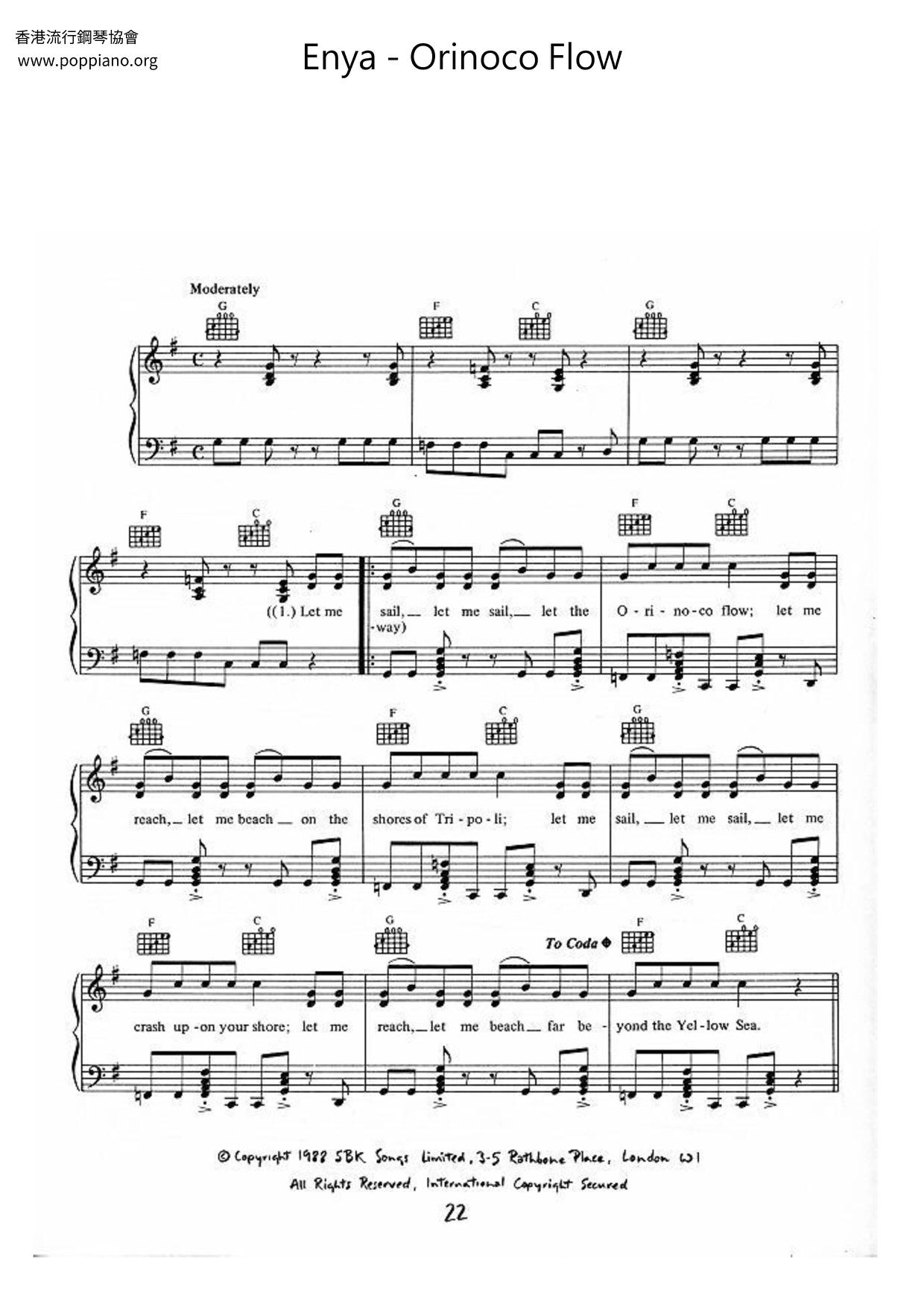 Orinoco Flow (Sail Away) Score