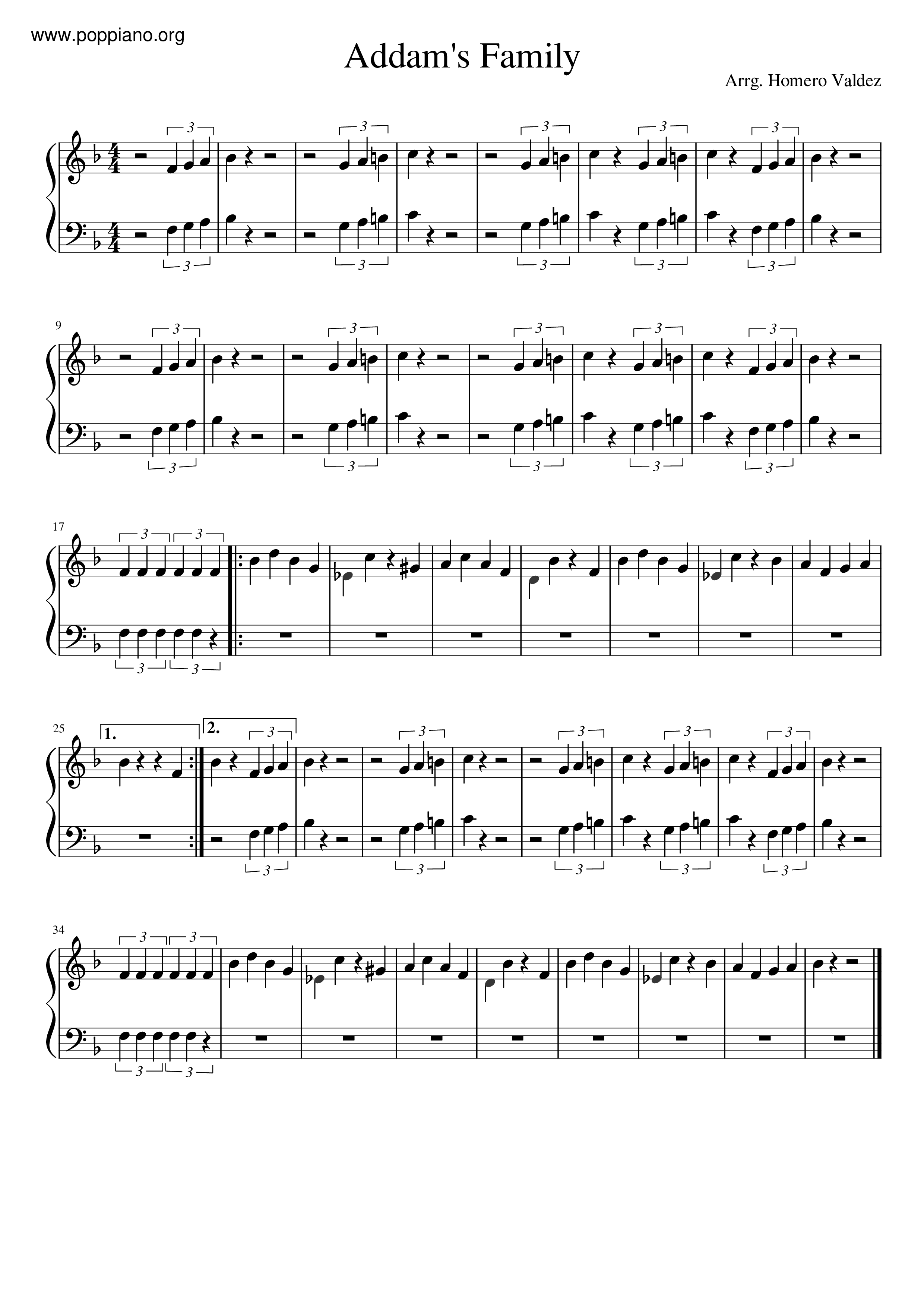 The Addams Family Theme Score