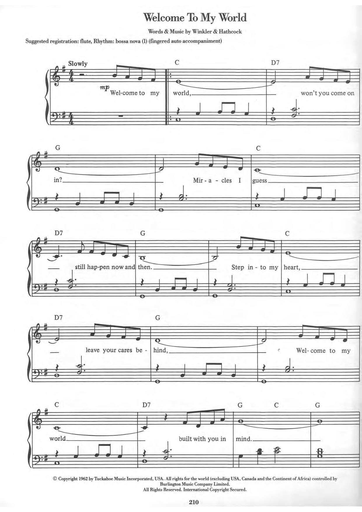 Welcome To My World Score