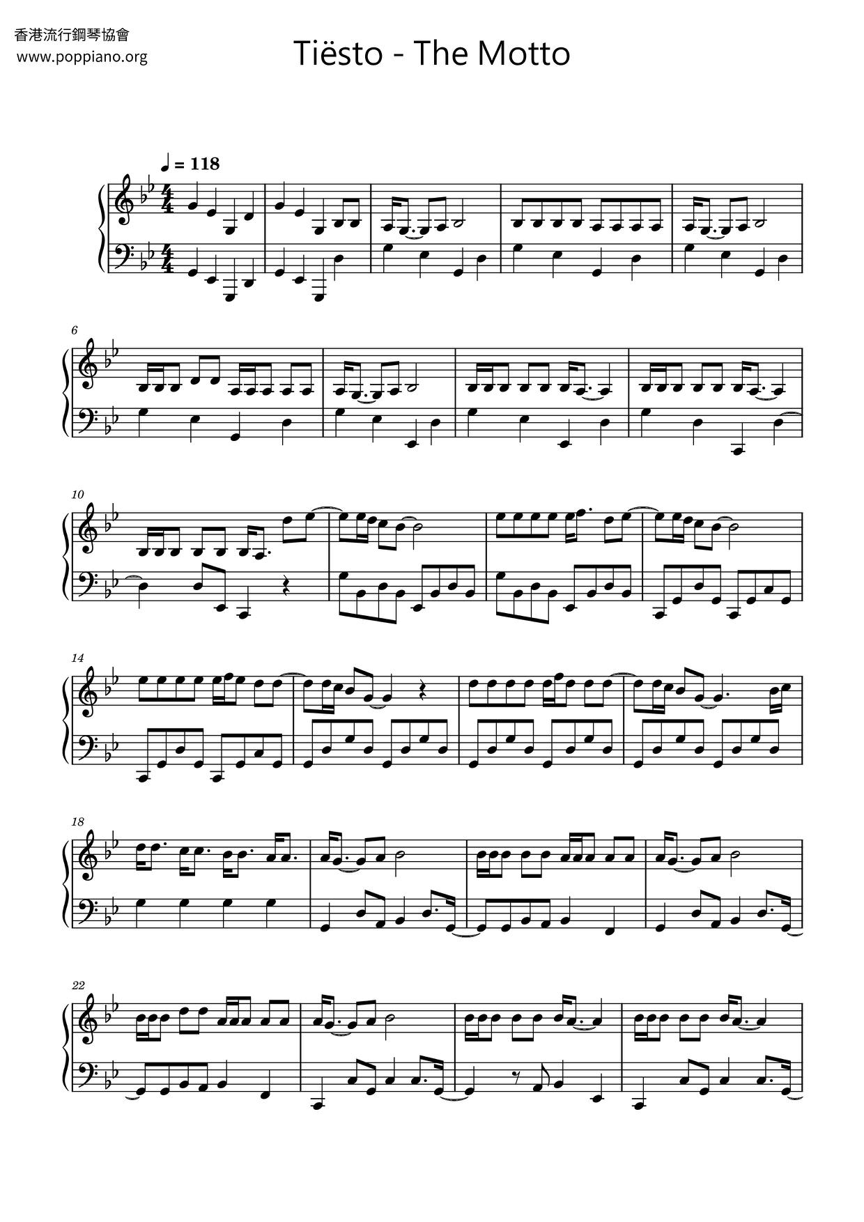 The Motto琴谱