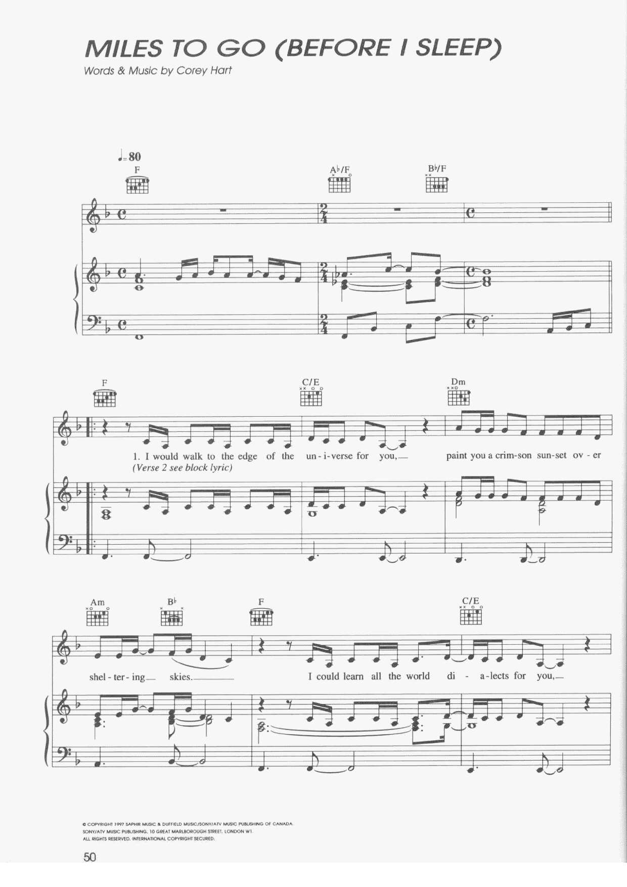 Miles To Go (Before I Sleep)琴谱